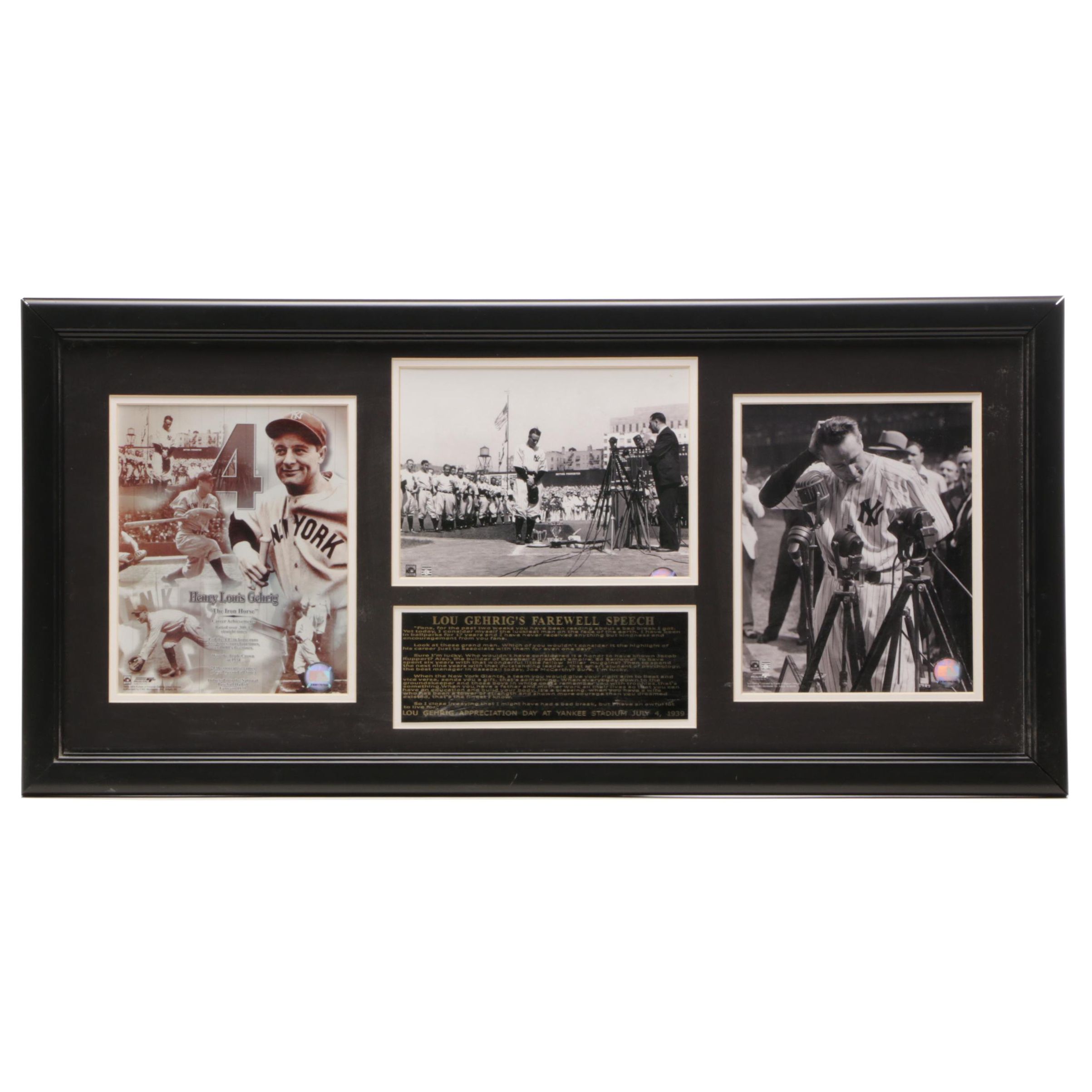 Matted and Framed Lou Gehrig New York Yankees "Farewell From Baseball Speech"