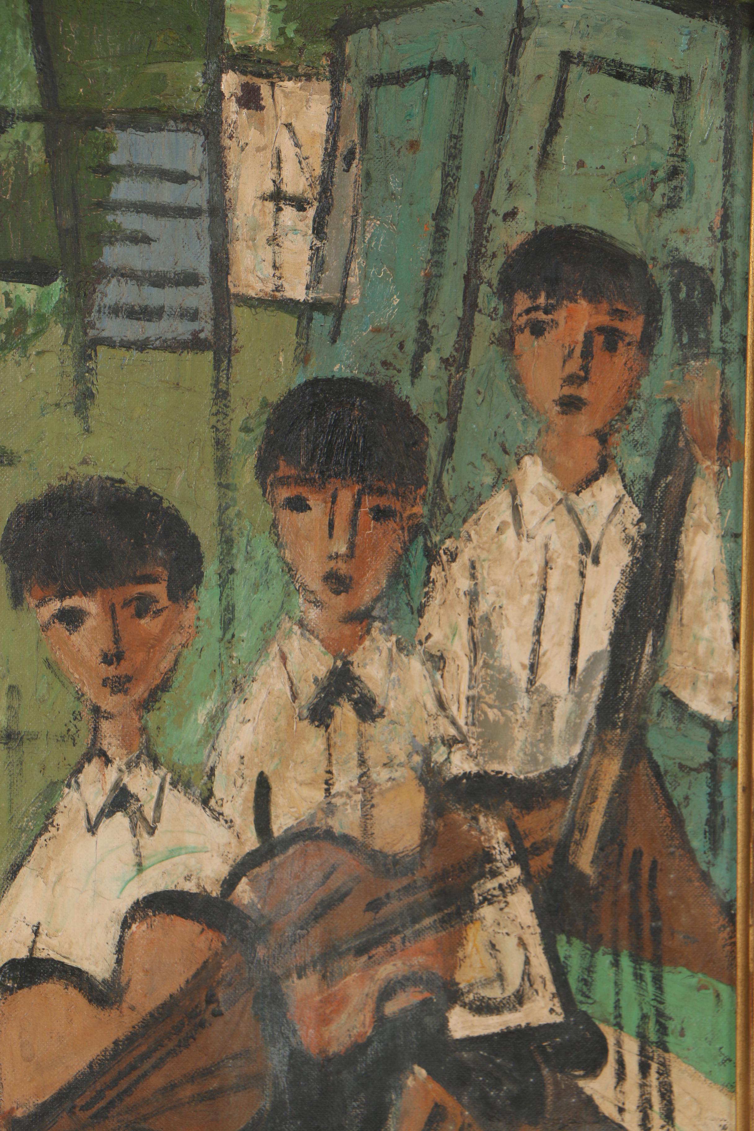Nicholas Takis Oil Painting of Three Young Musicians