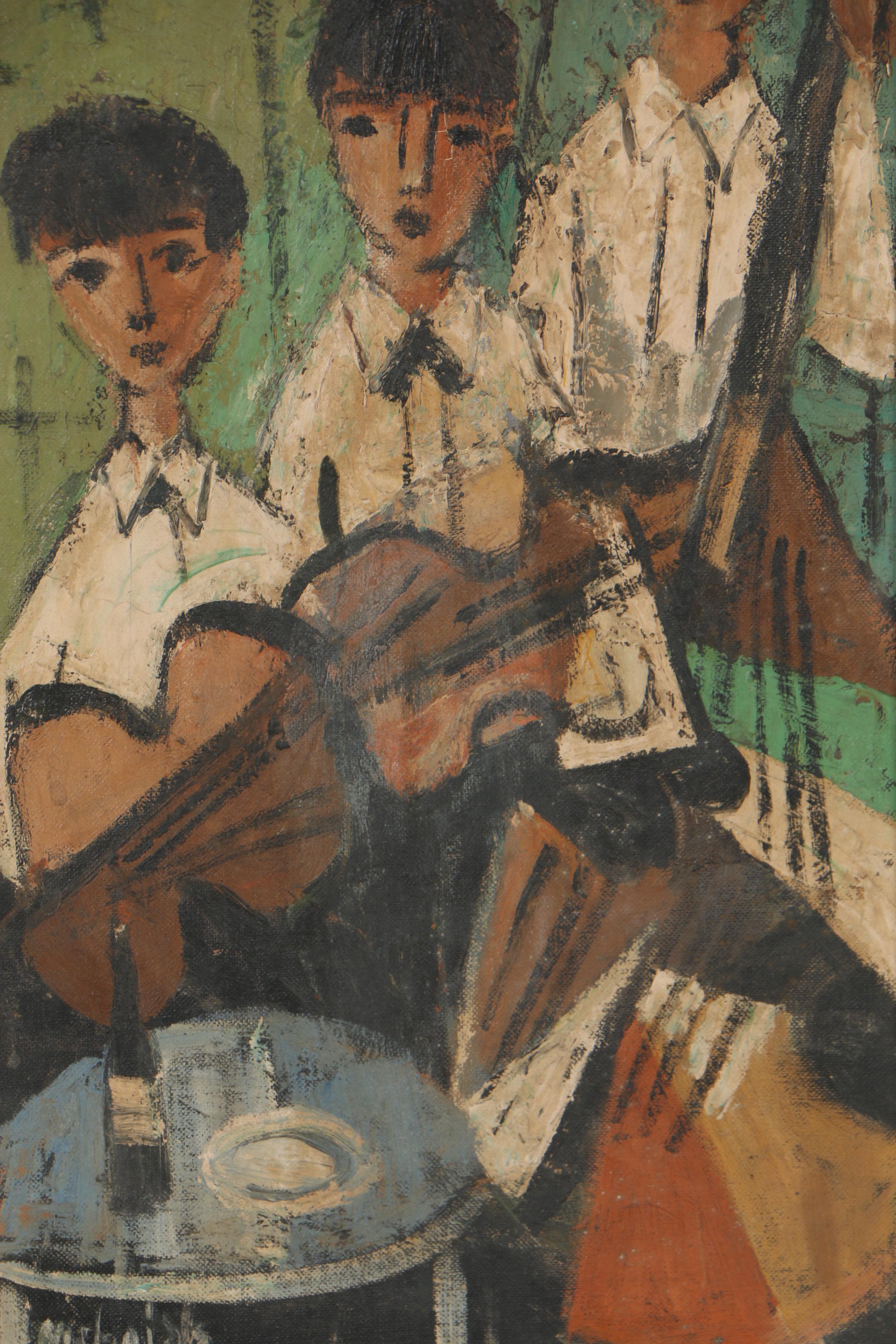 Nicholas Takis Oil Painting of Three Young Musicians