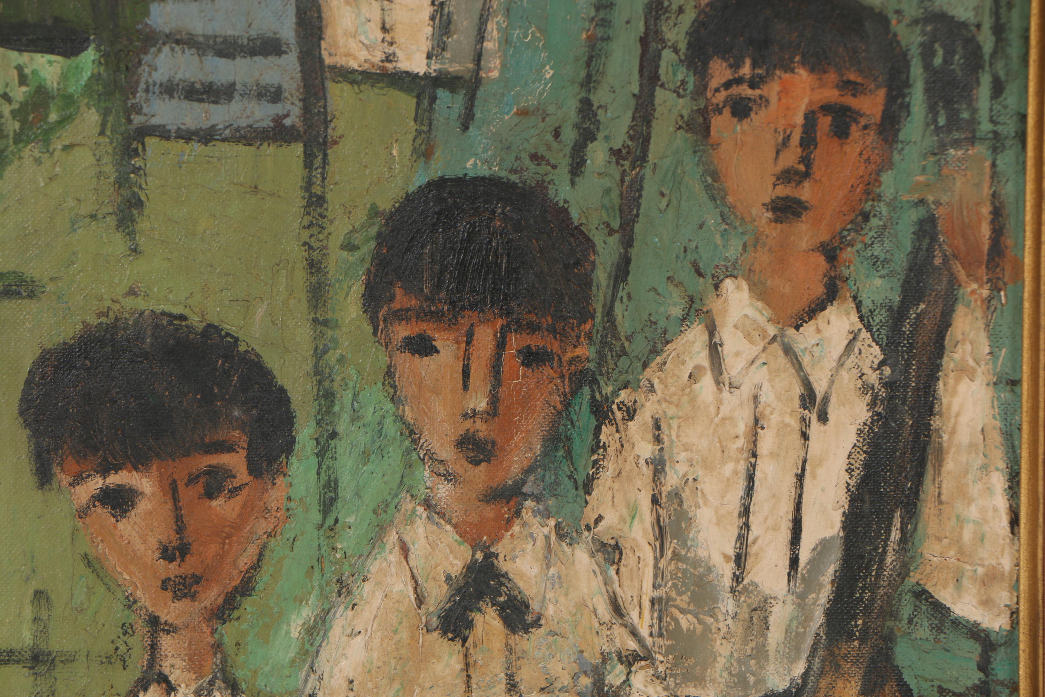 Nicholas Takis Oil Painting of Three Young Musicians