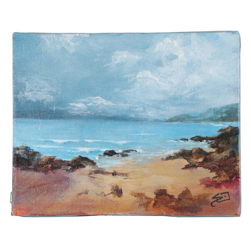 Sue Dion Acrylic Painting "Rocky Beach", 2019