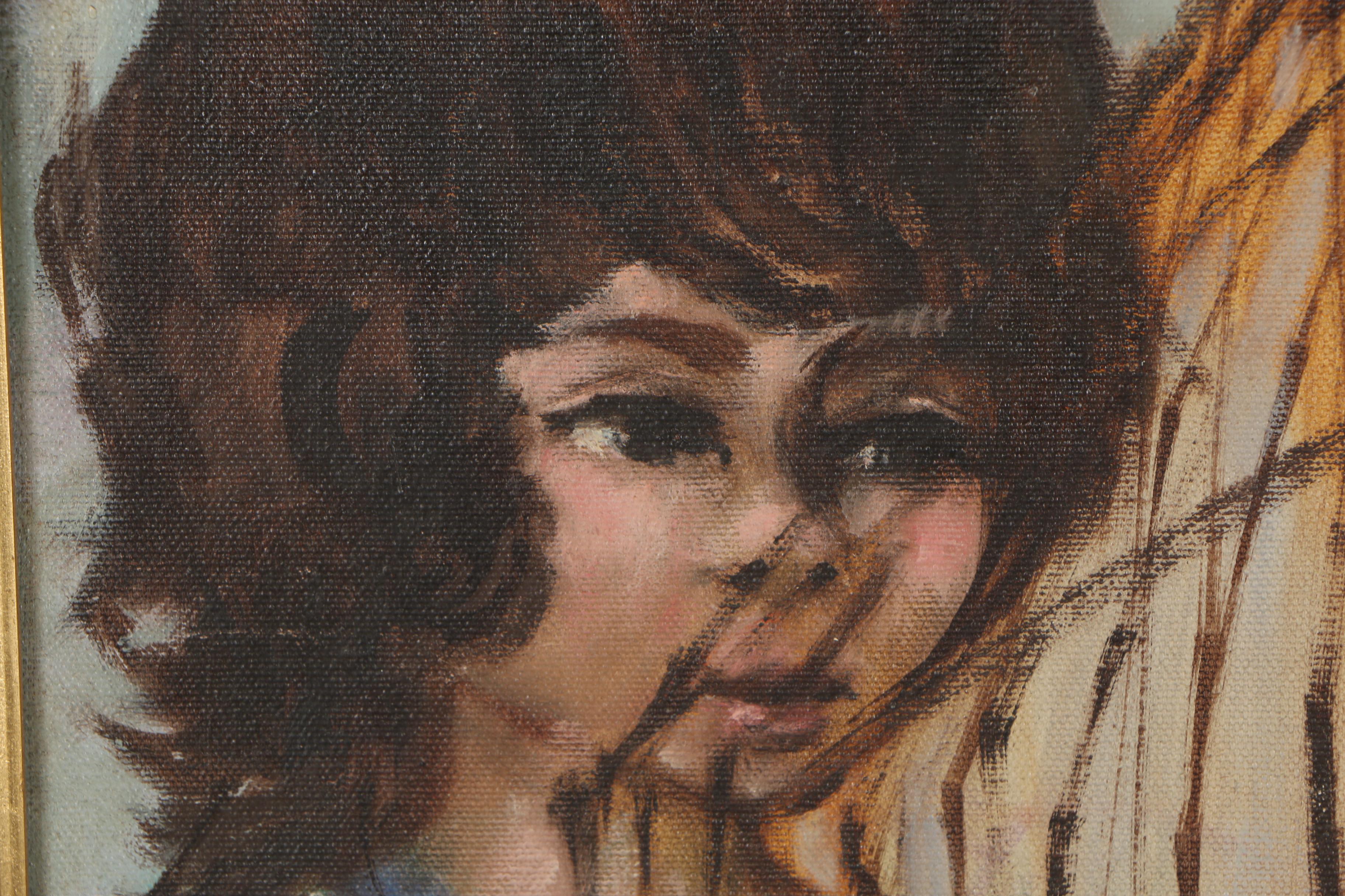 Nicholas Takis Portrait Oil Painting of Boy with Canary