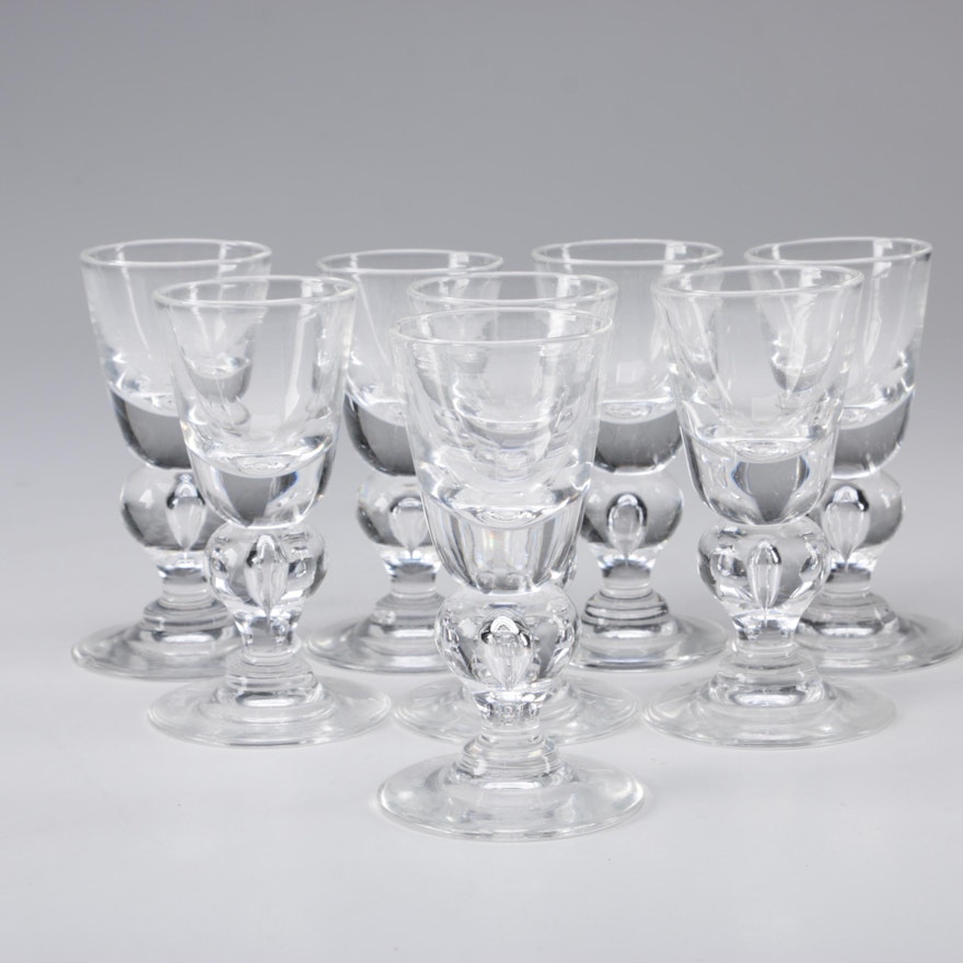 Steuben Art Glass Cordial Glasses Designed by George Thompson, Circa 1940s