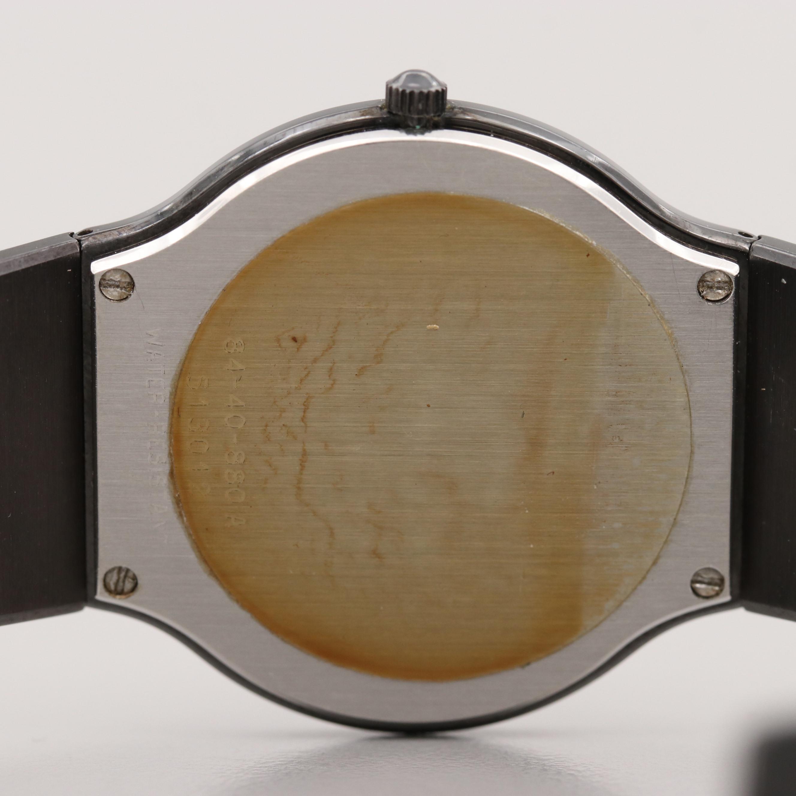 Vintage Movado Museum Ultra Thin Stainless Steel and Black PVD Quartz Watch