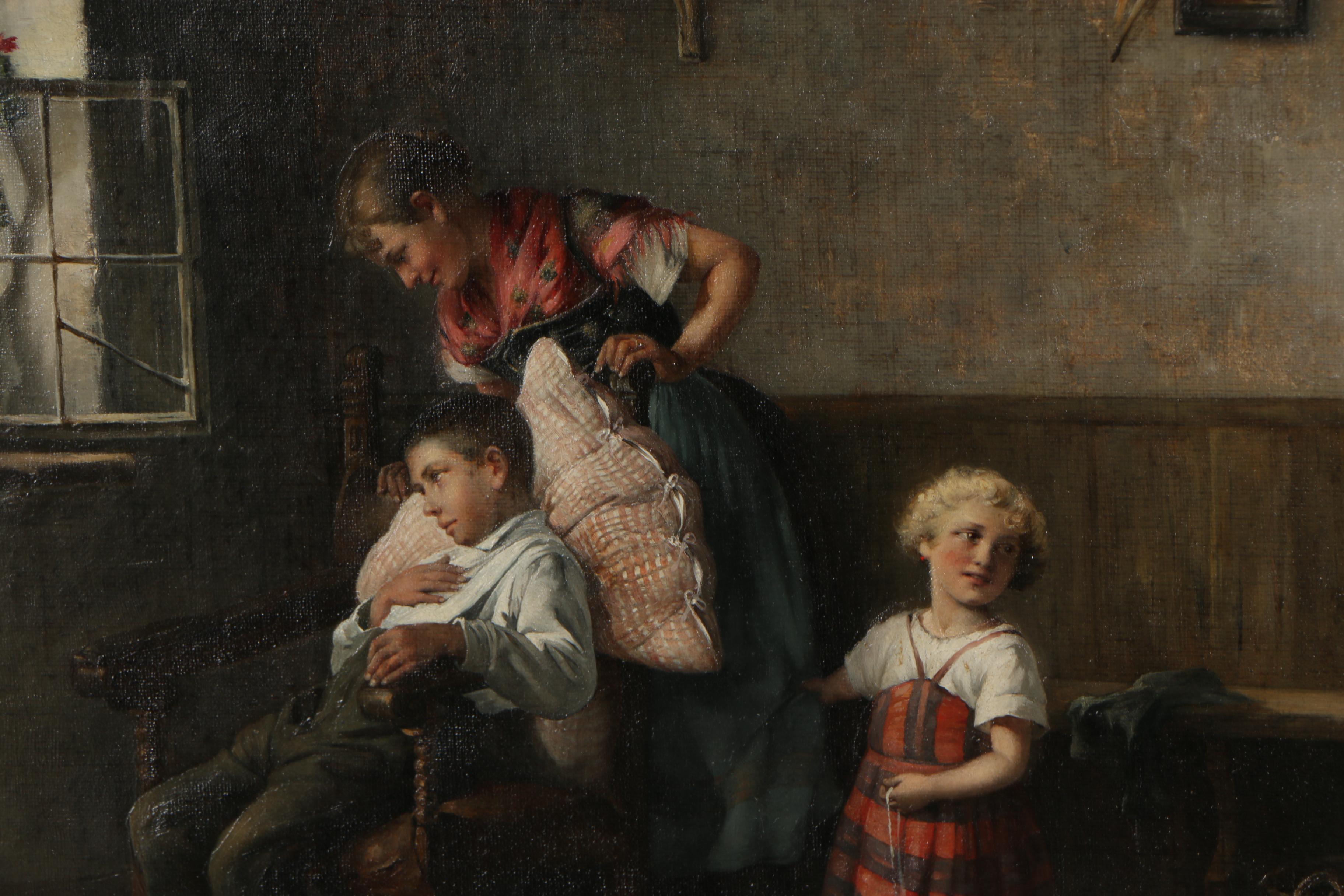 Arthur Keller Genre Scene Oil Painting, 1889