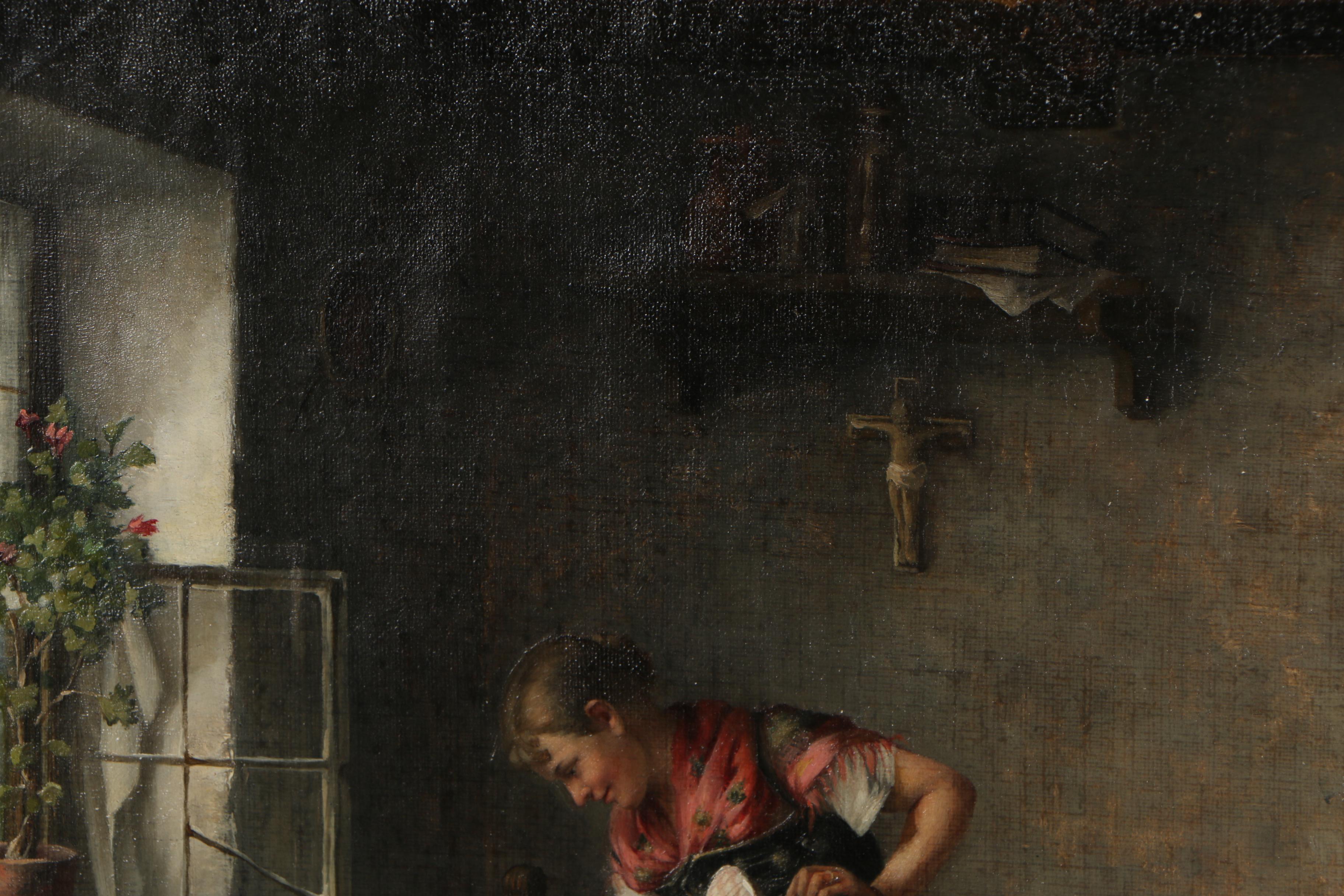 Arthur Keller Genre Scene Oil Painting, 1889