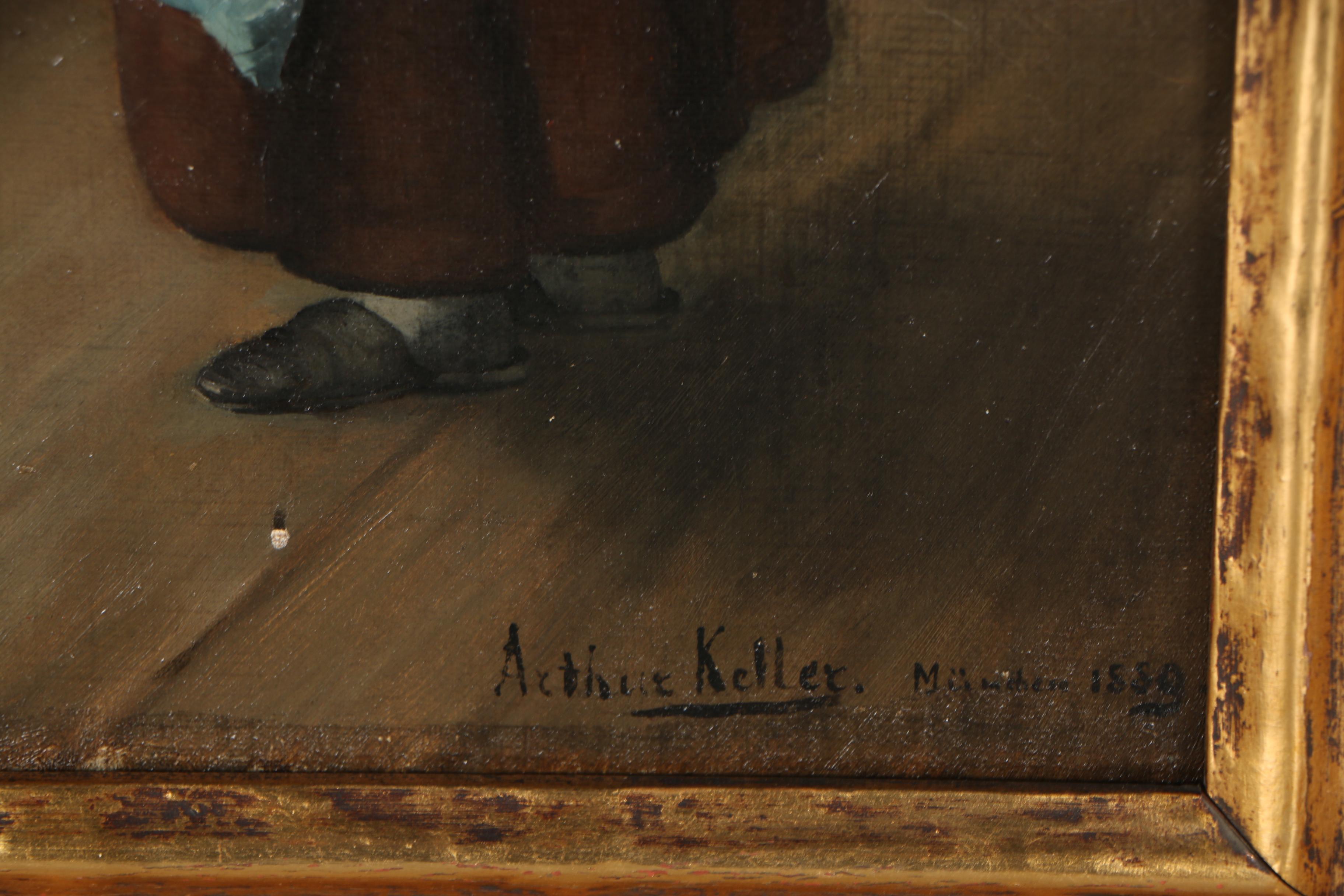 Arthur Keller Genre Scene Oil Painting, 1889