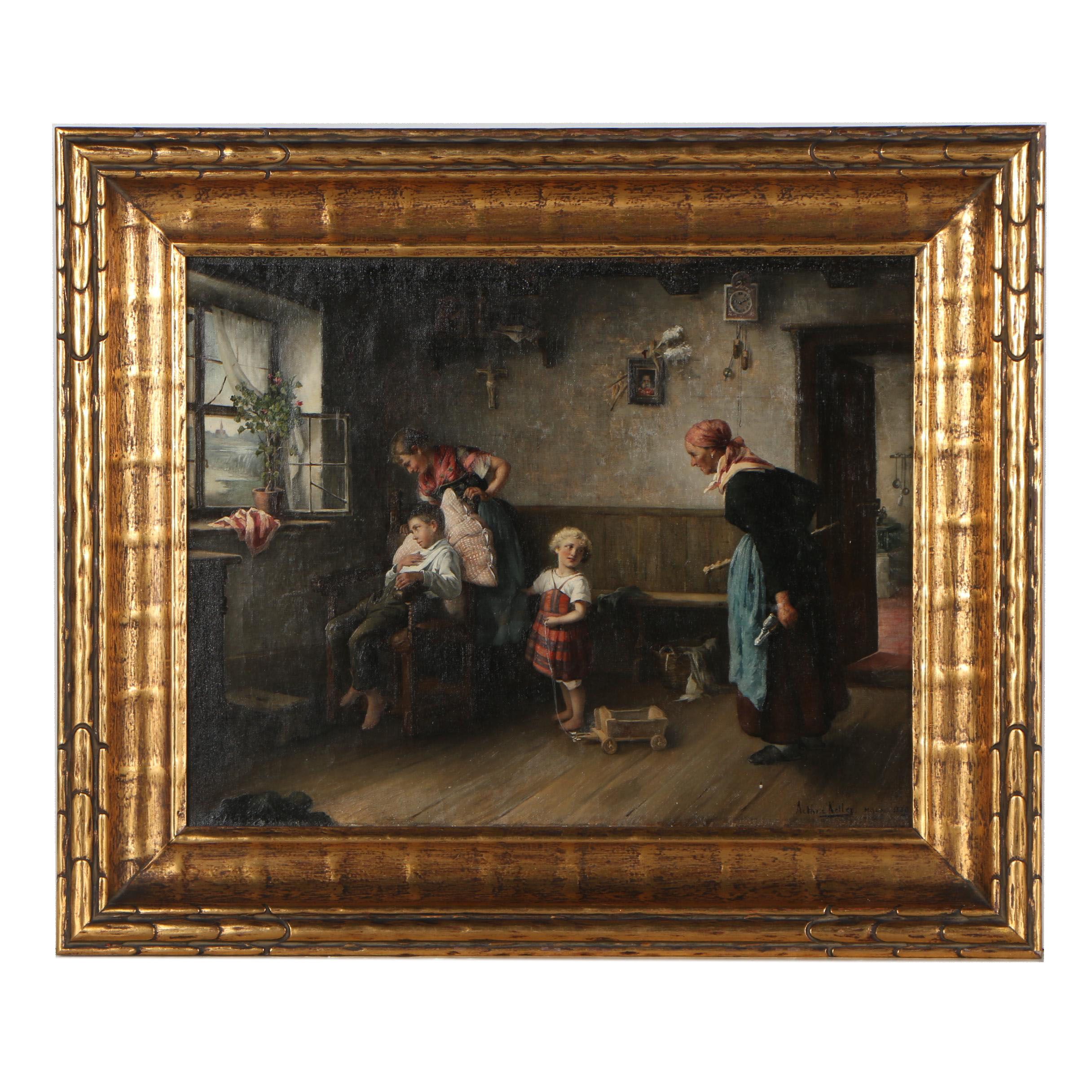 Arthur Keller Genre Scene Oil Painting, 1889