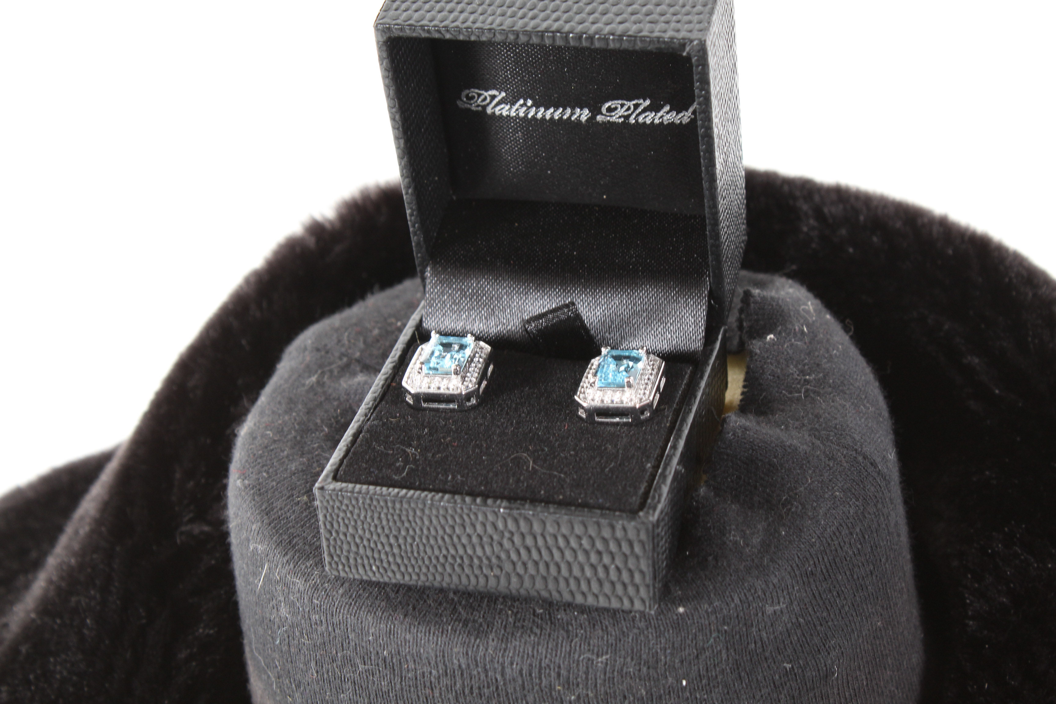 Black Faux Fur Jacket with Costume Brooch and Earrings