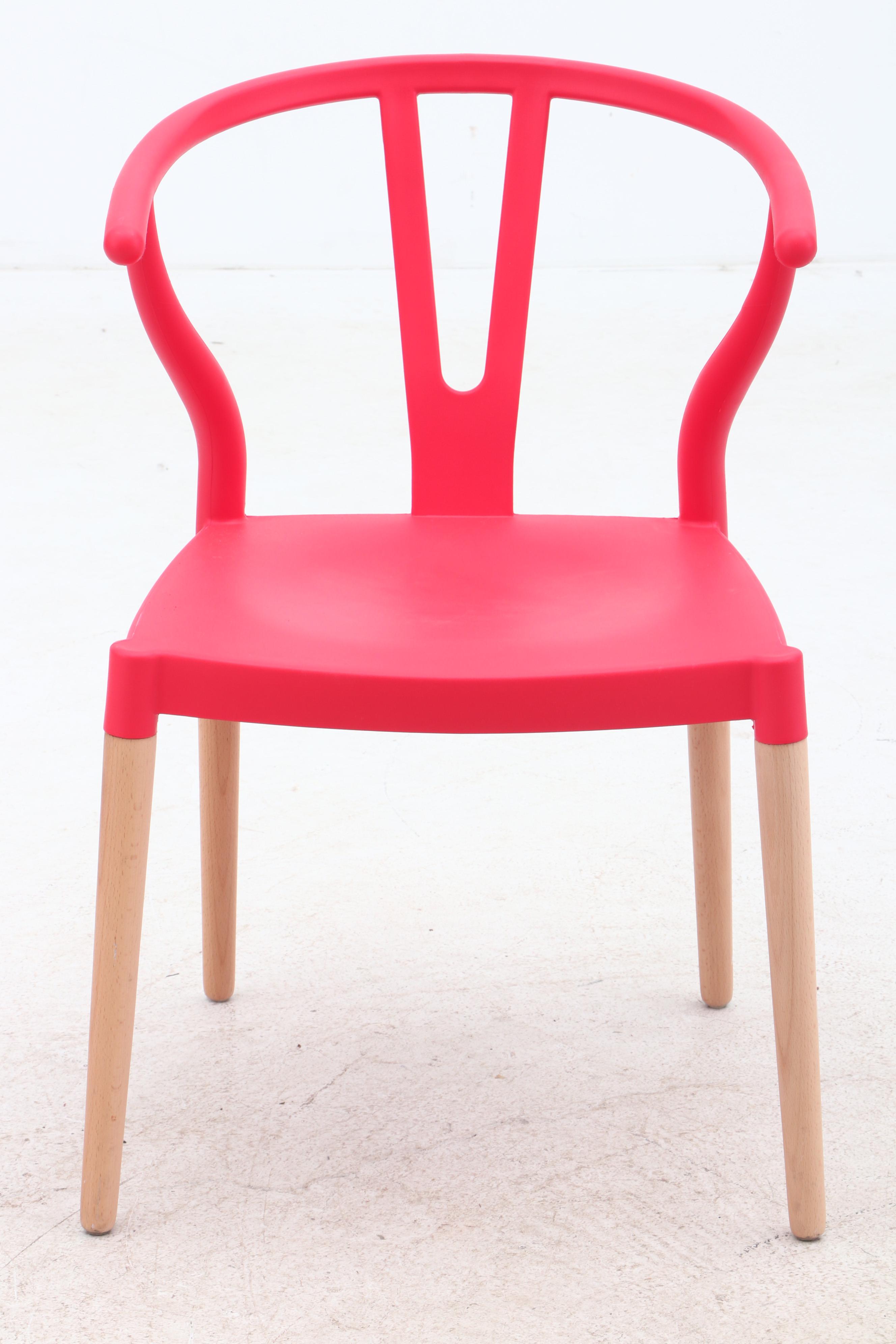 Hans Wegner Style Wishbone Chairs in Molded Plastic and Ash