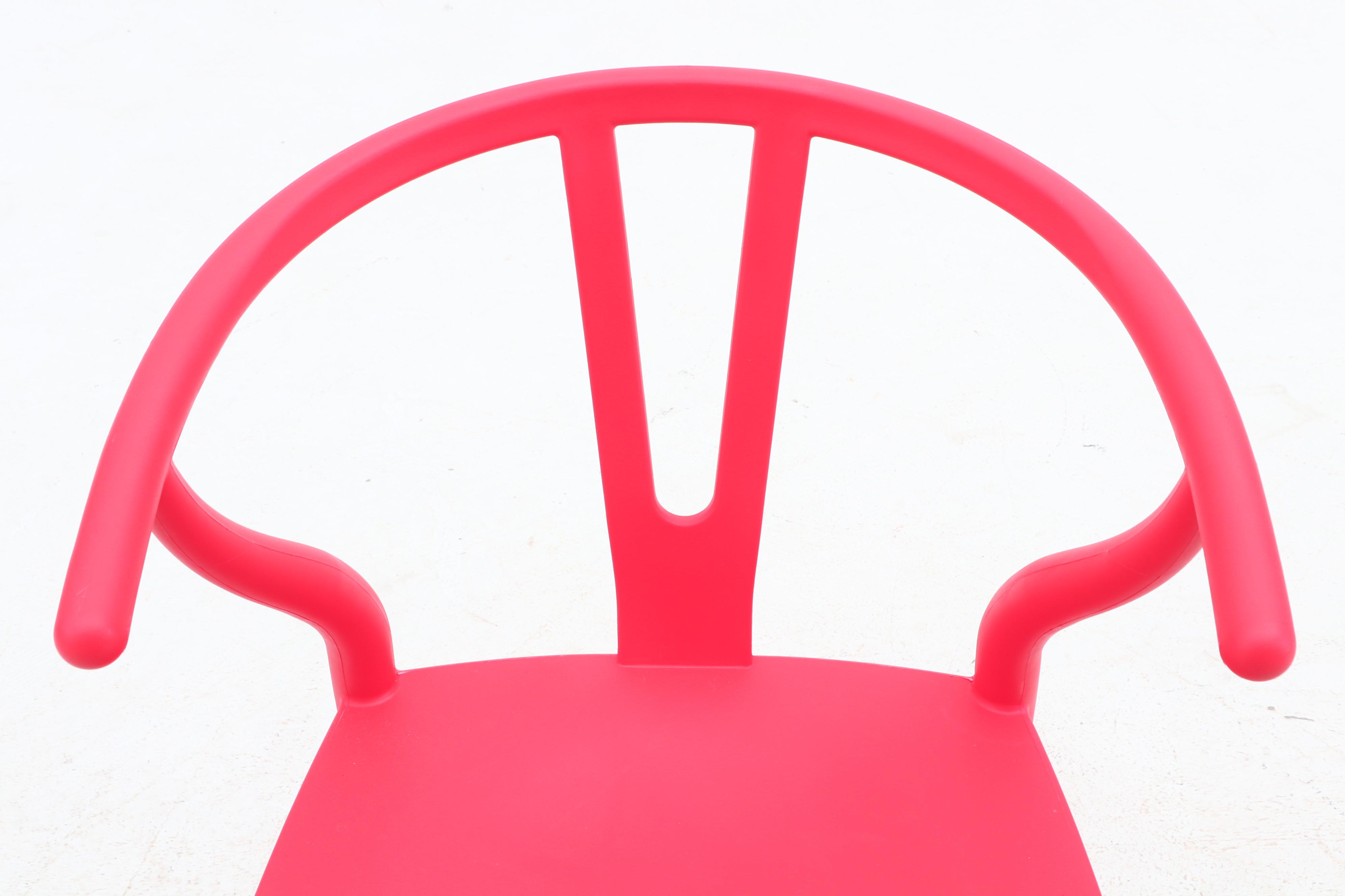 Hans Wegner Style Wishbone Chairs in Molded Plastic and Ash