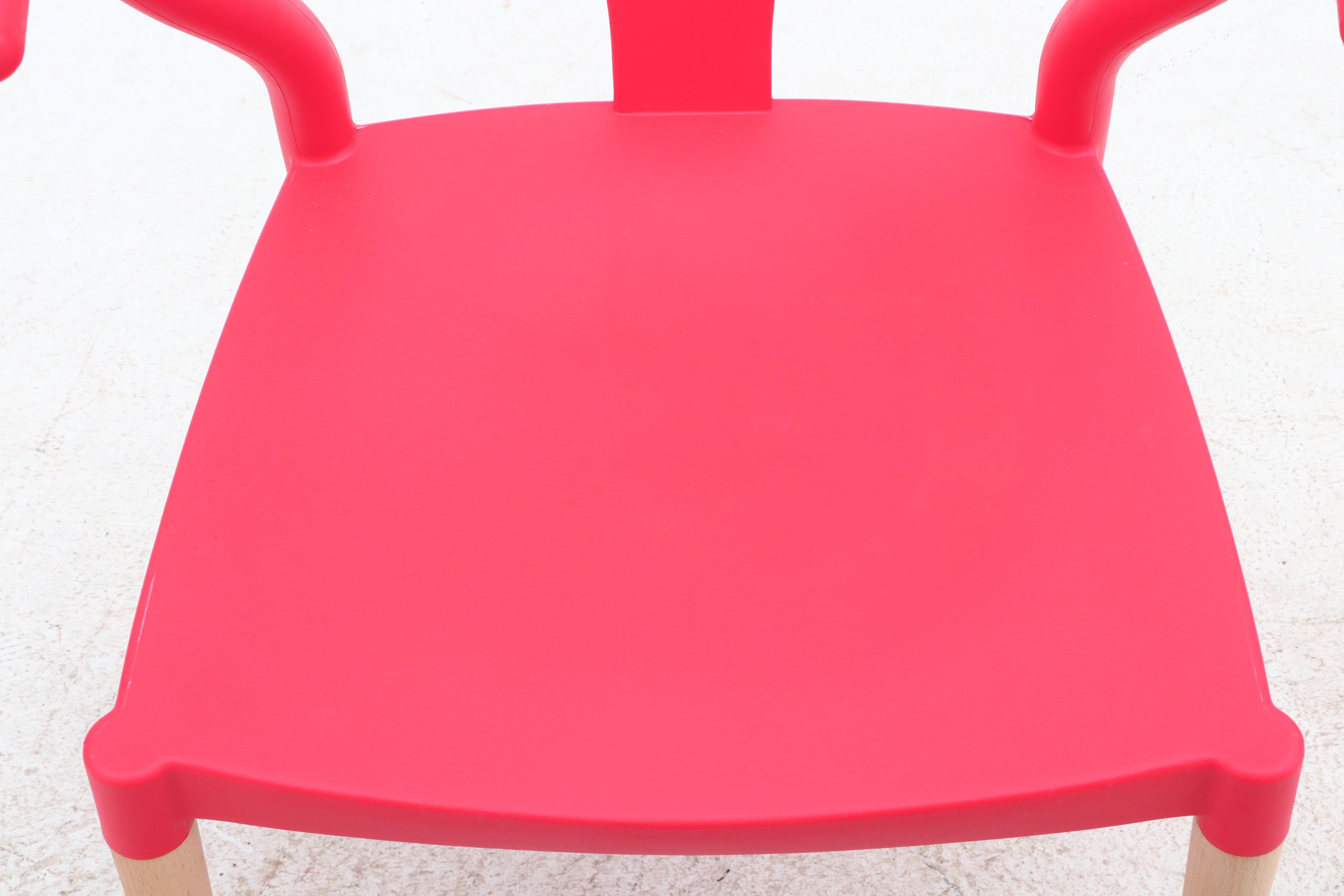 Hans Wegner Style Wishbone Chairs in Molded Plastic and Ash