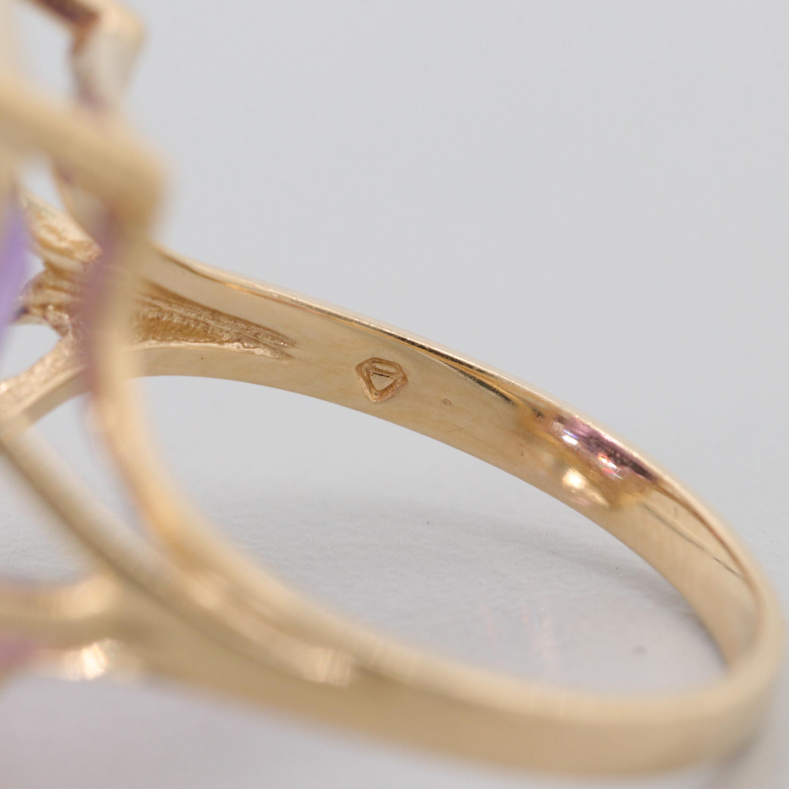 14K Yellow Gold 12.96 CT Amethyst Ring