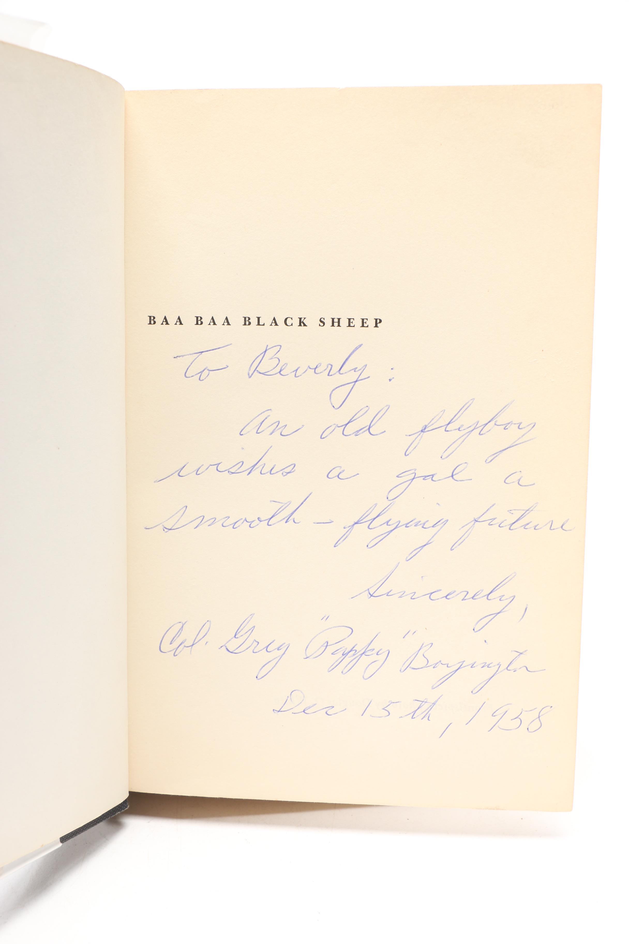 "Pappy" Boyington Inscribed "Baa Baa Black Sheep"