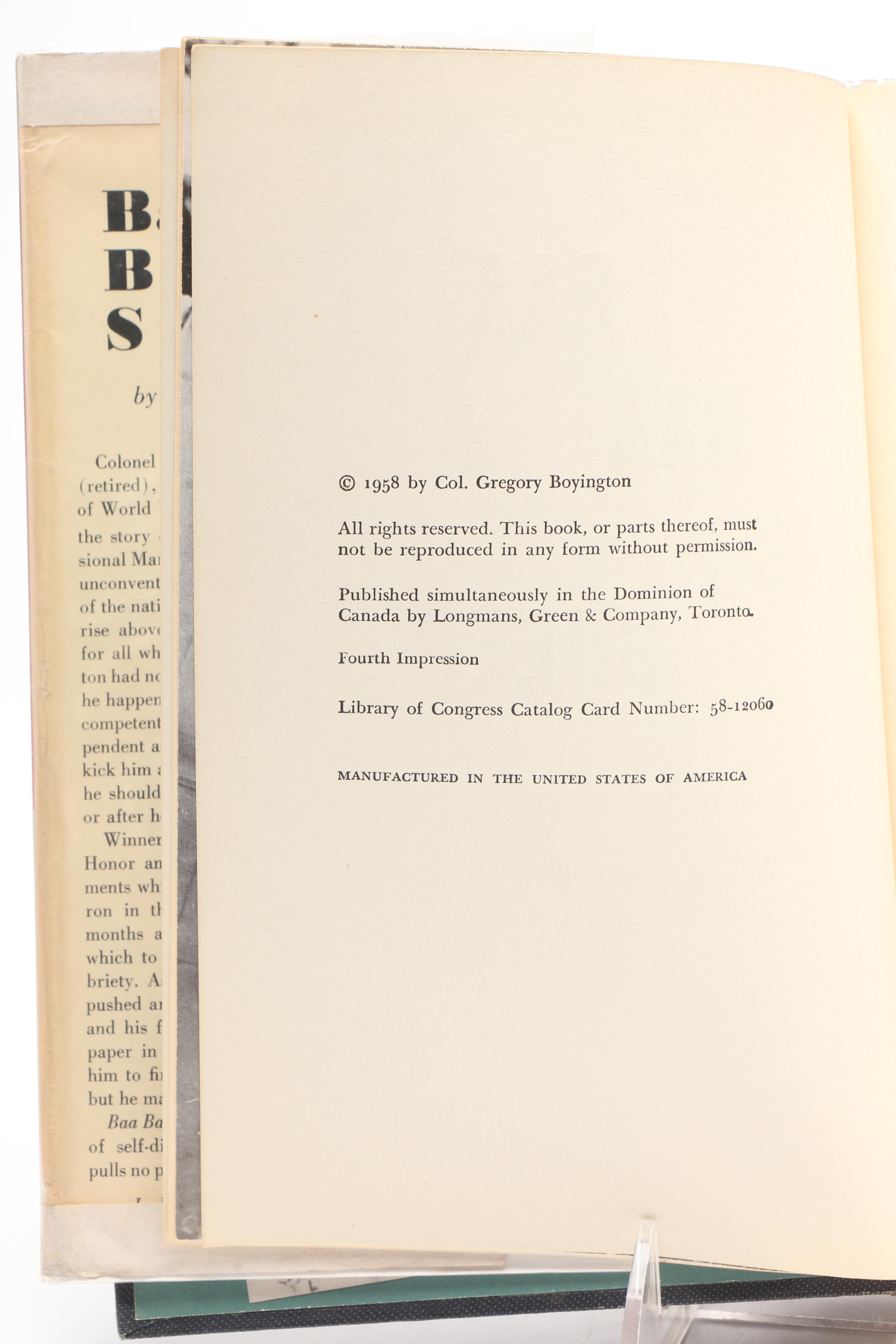 "Pappy" Boyington Inscribed "Baa Baa Black Sheep"