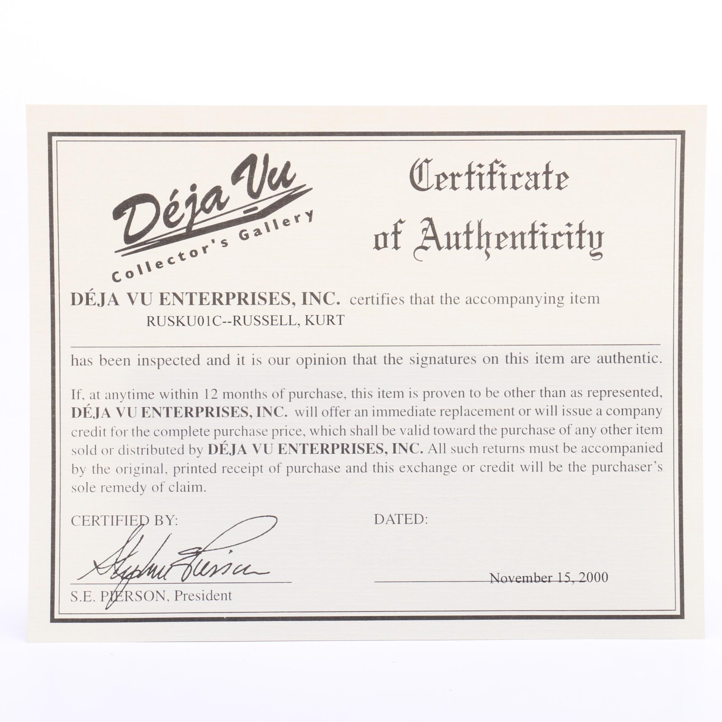 Actor Kurt Russell as Wyatt Earp Signed "Tombstone" Movie Photo Print