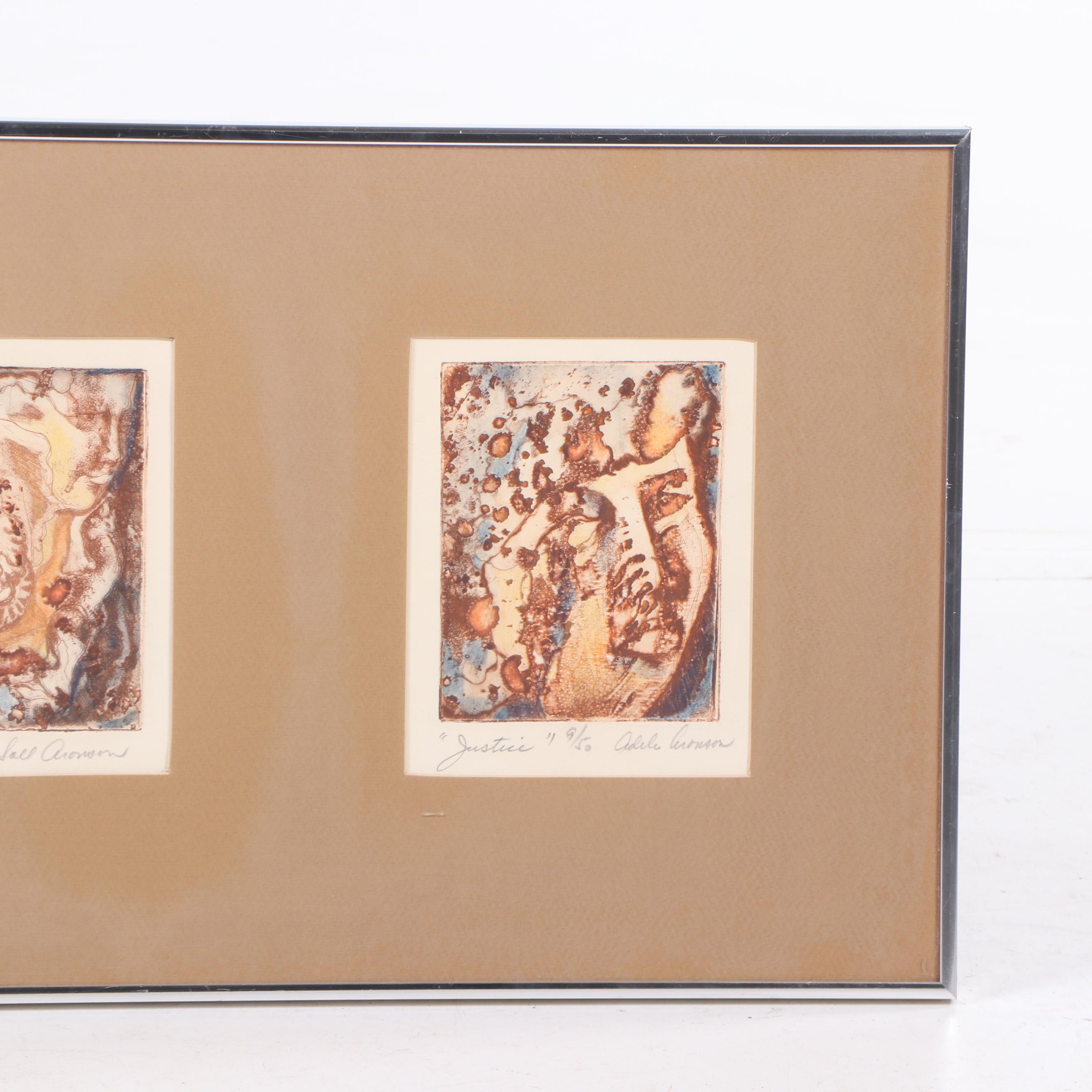 Adele Soll Aronson Etching with Aquatint "In Search of..." and "Justice"