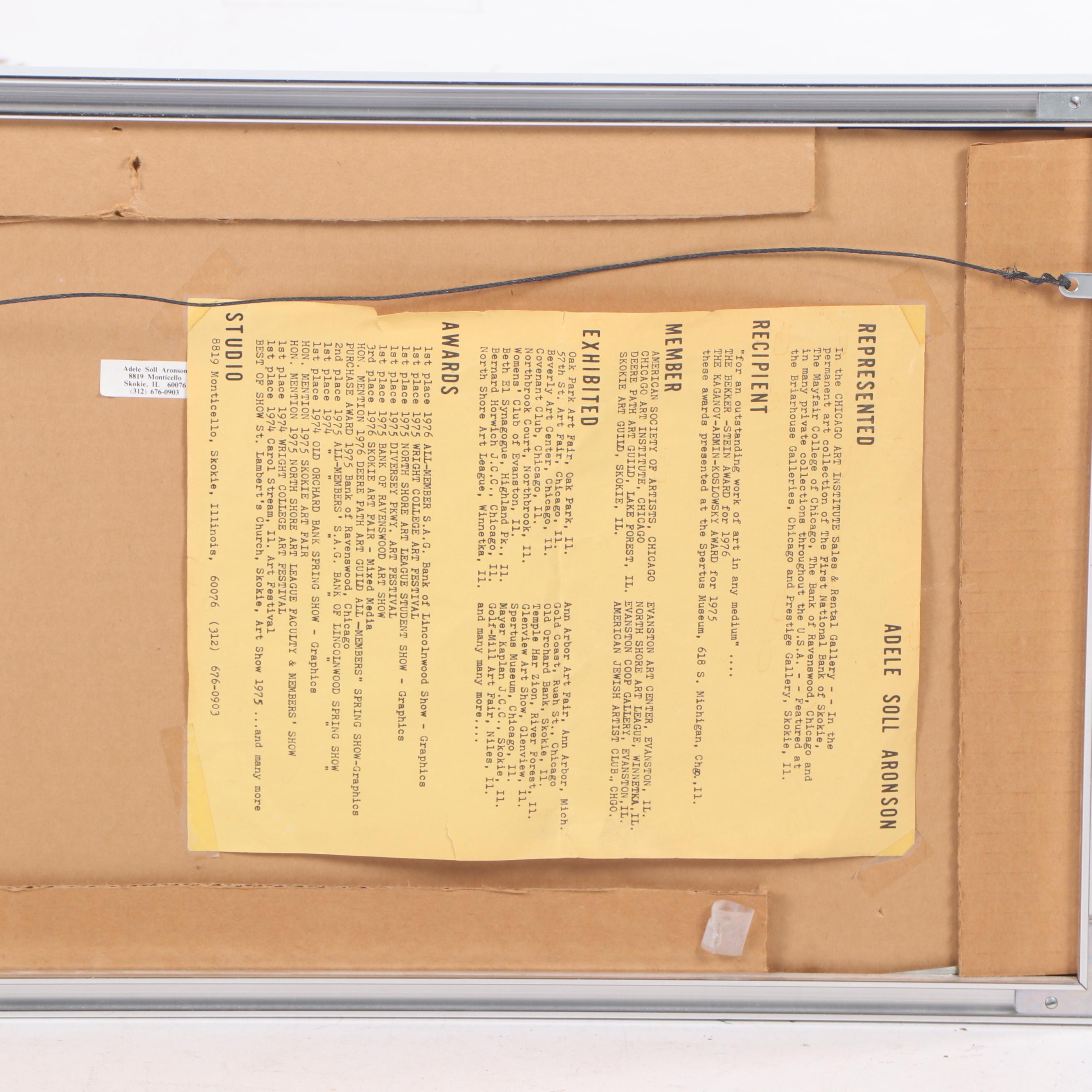 Adele Soll Aronson Etching with Aquatint "In Search of..." and "Justice"