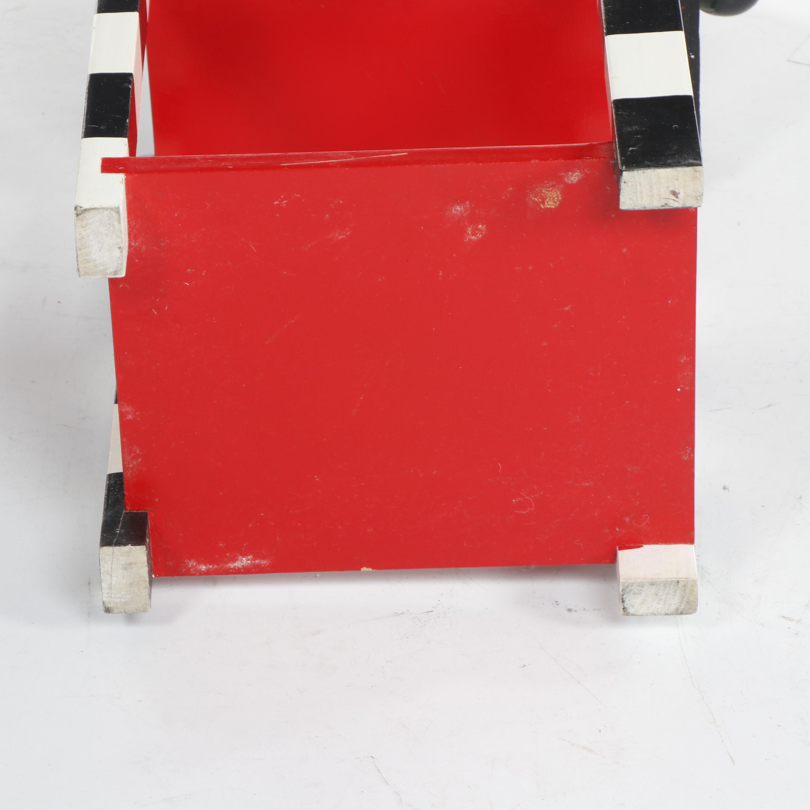 Memphis Style Colorful Painted Geometric Shape Side Table With Drawers, C. 1980s