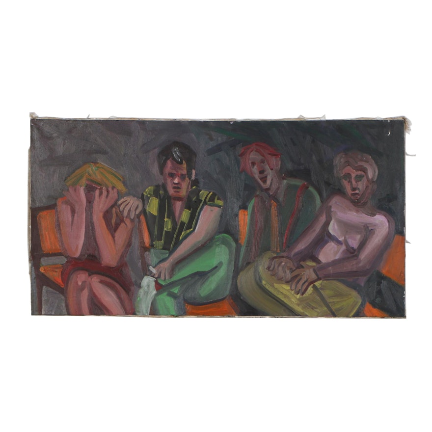 Late 20th Century Figural Oil Painting