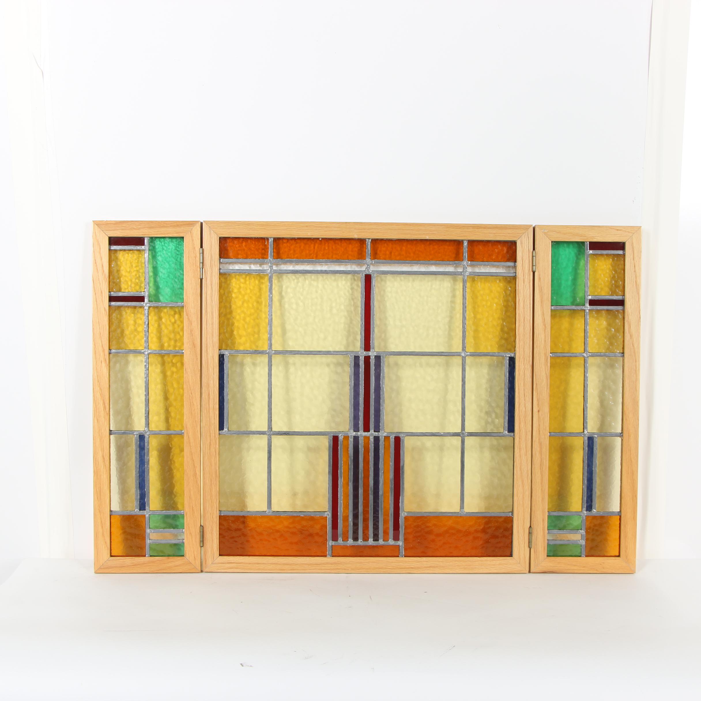 Arts and Crafts Style Stained Glass Window Screen