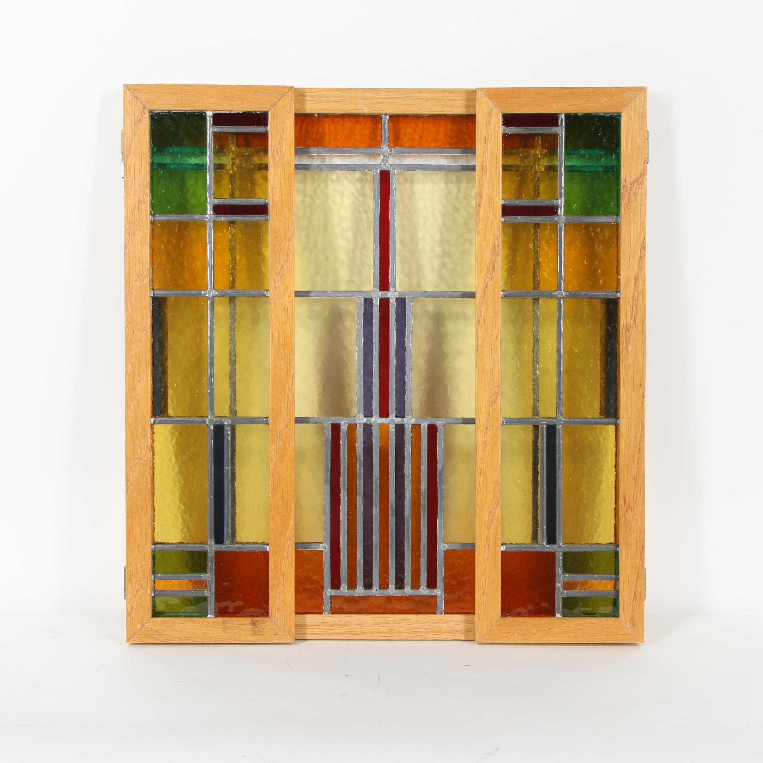 Arts and Crafts Style Stained Glass Window Screen