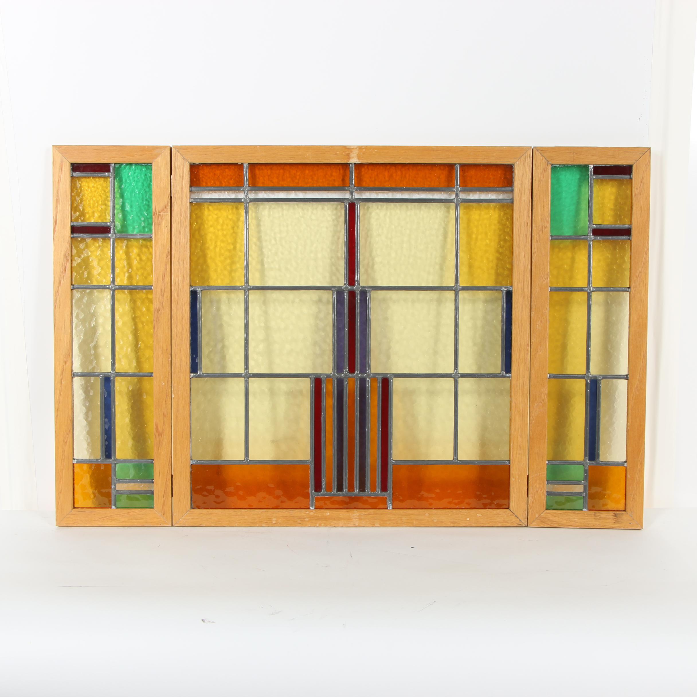 Arts and Crafts Style Stained Glass Window Screen