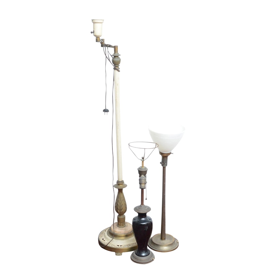 Swing Arm Floor Lamp and Torchiere Table Lamps
