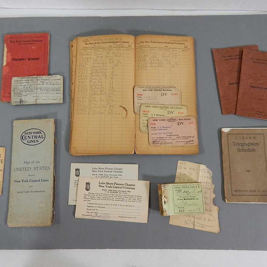 Early 1920s Railroad Train Journal Book and Ephemera