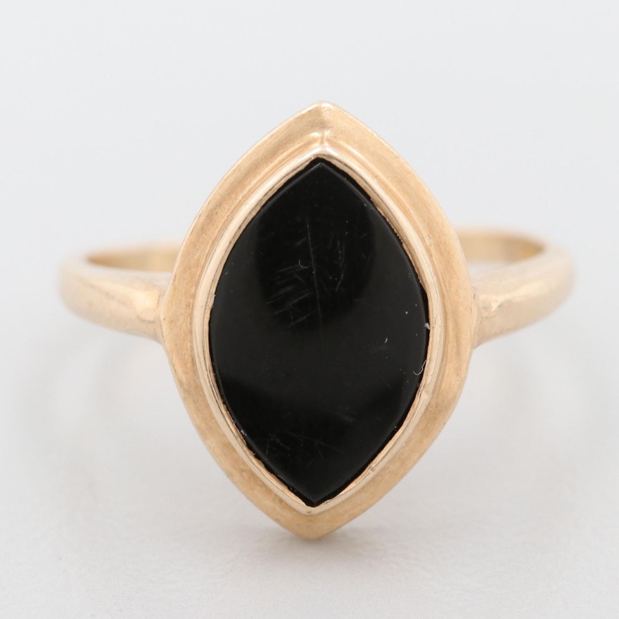 10K Yellow Gold Black Onyx Ring