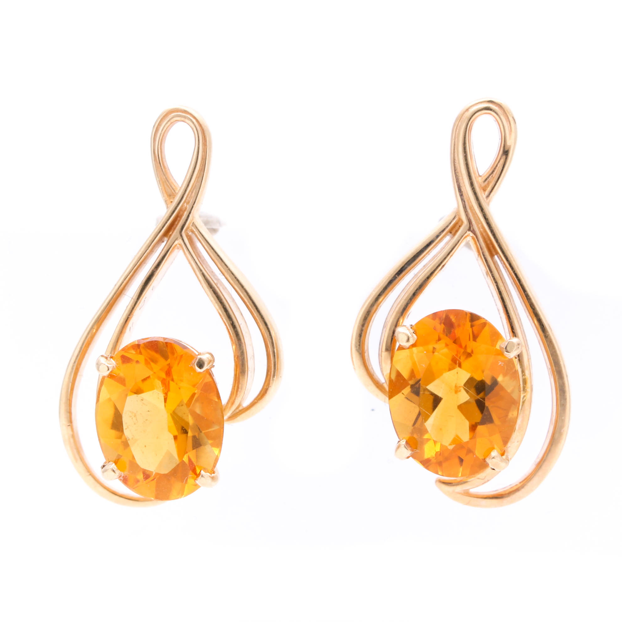 Vintage 14K Yellow Gold Citrine Earrings