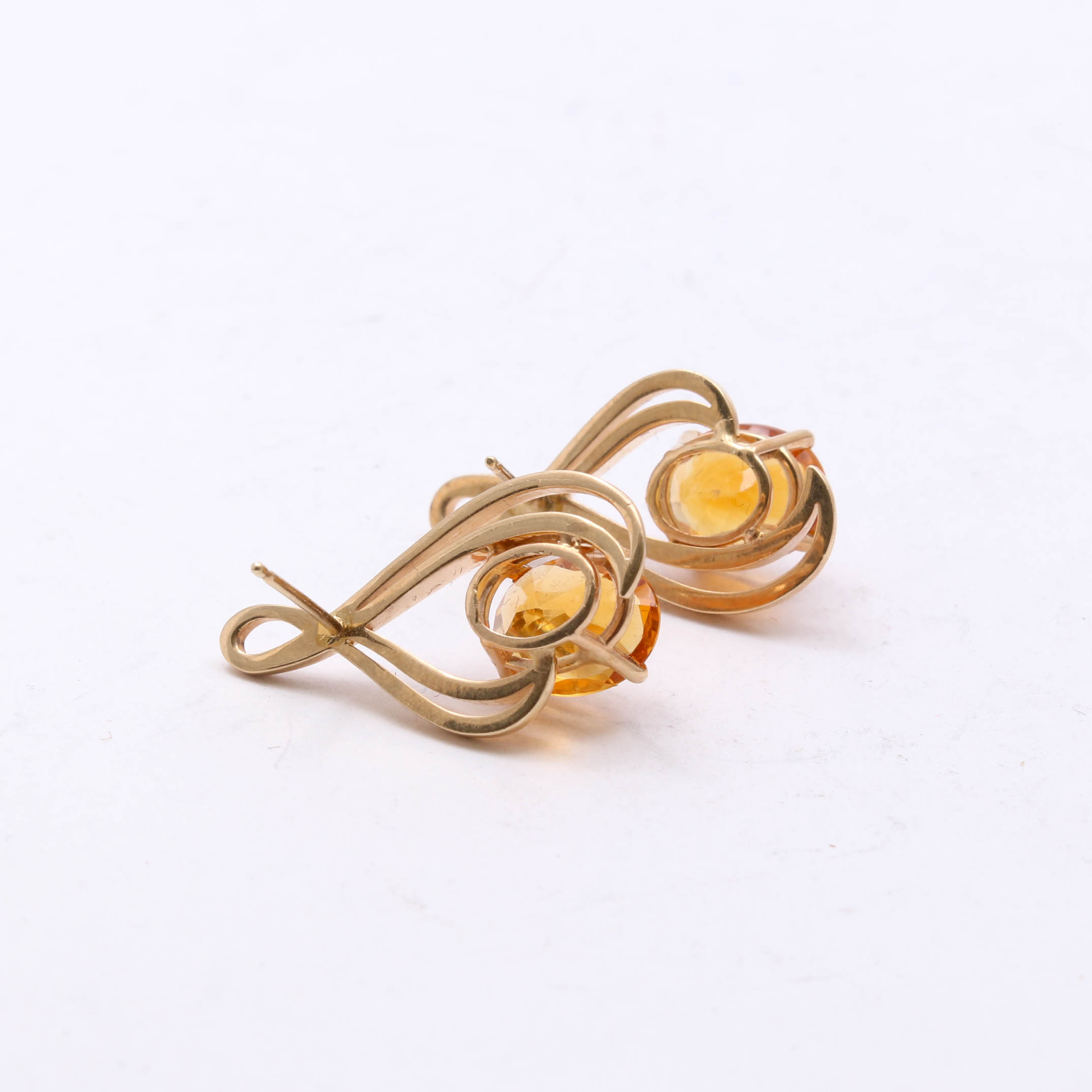 Vintage 14K Yellow Gold Citrine Earrings