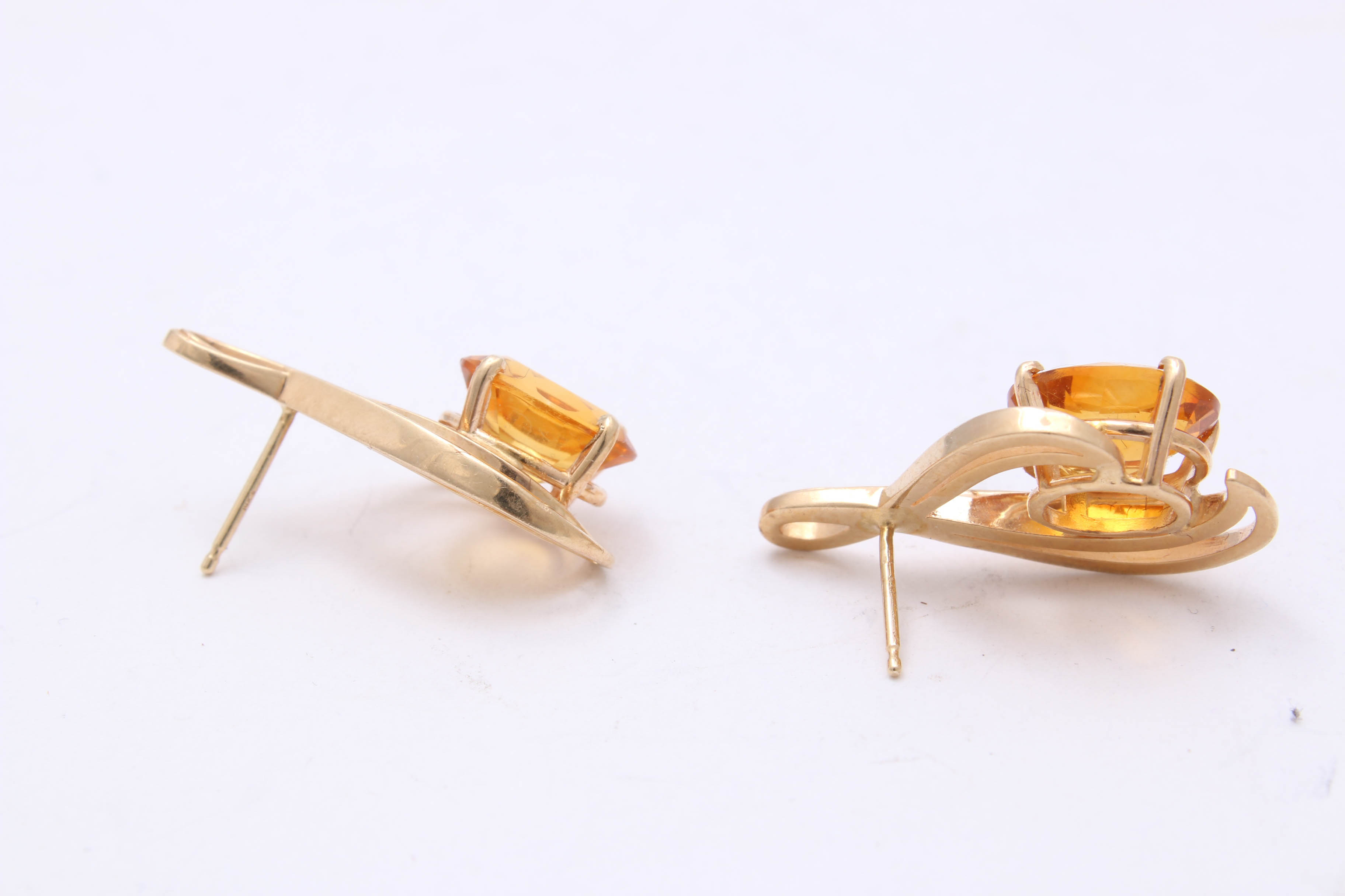 Vintage 14K Yellow Gold Citrine Earrings