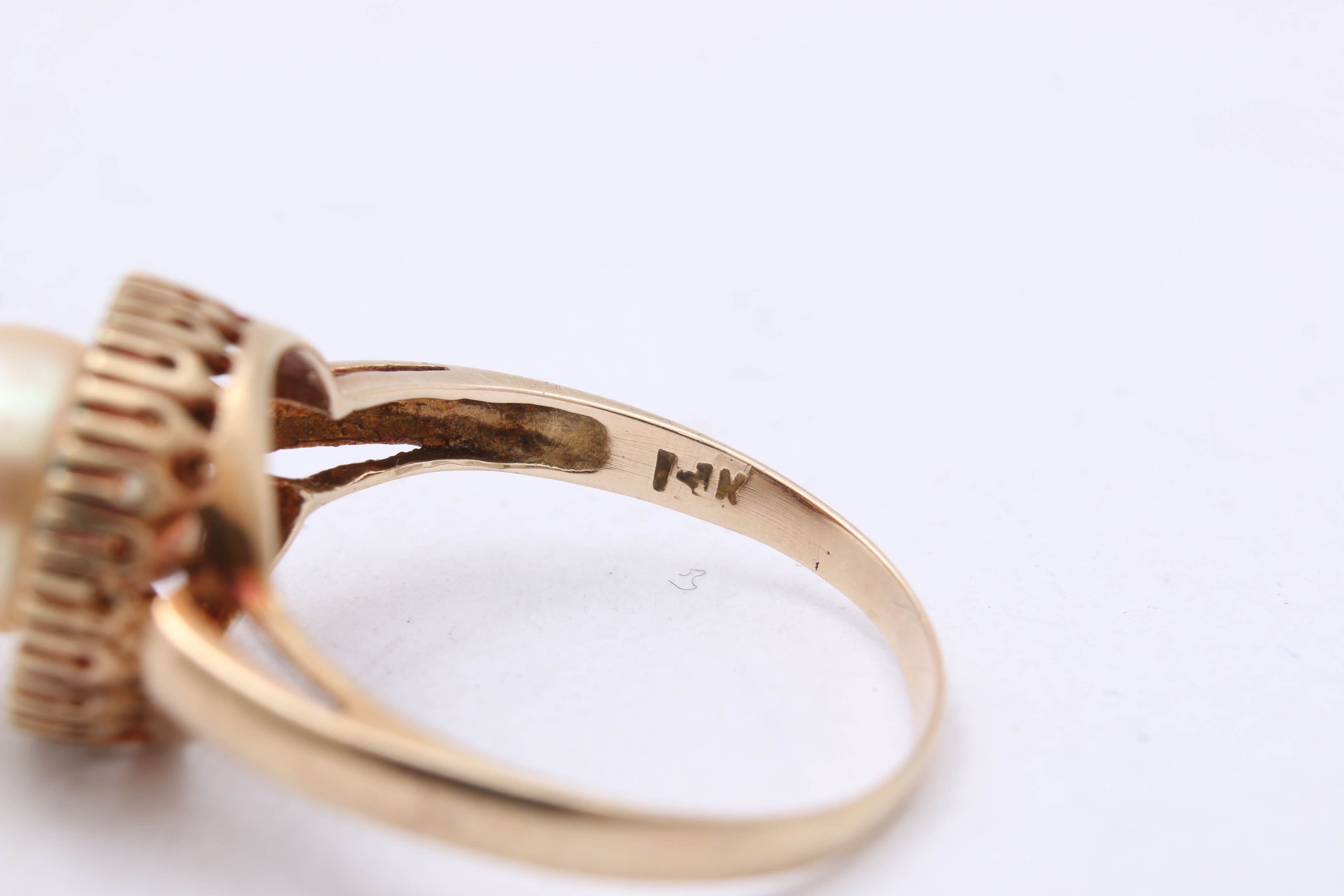 14K Yellow Gold Pearl and Turquoise Ring