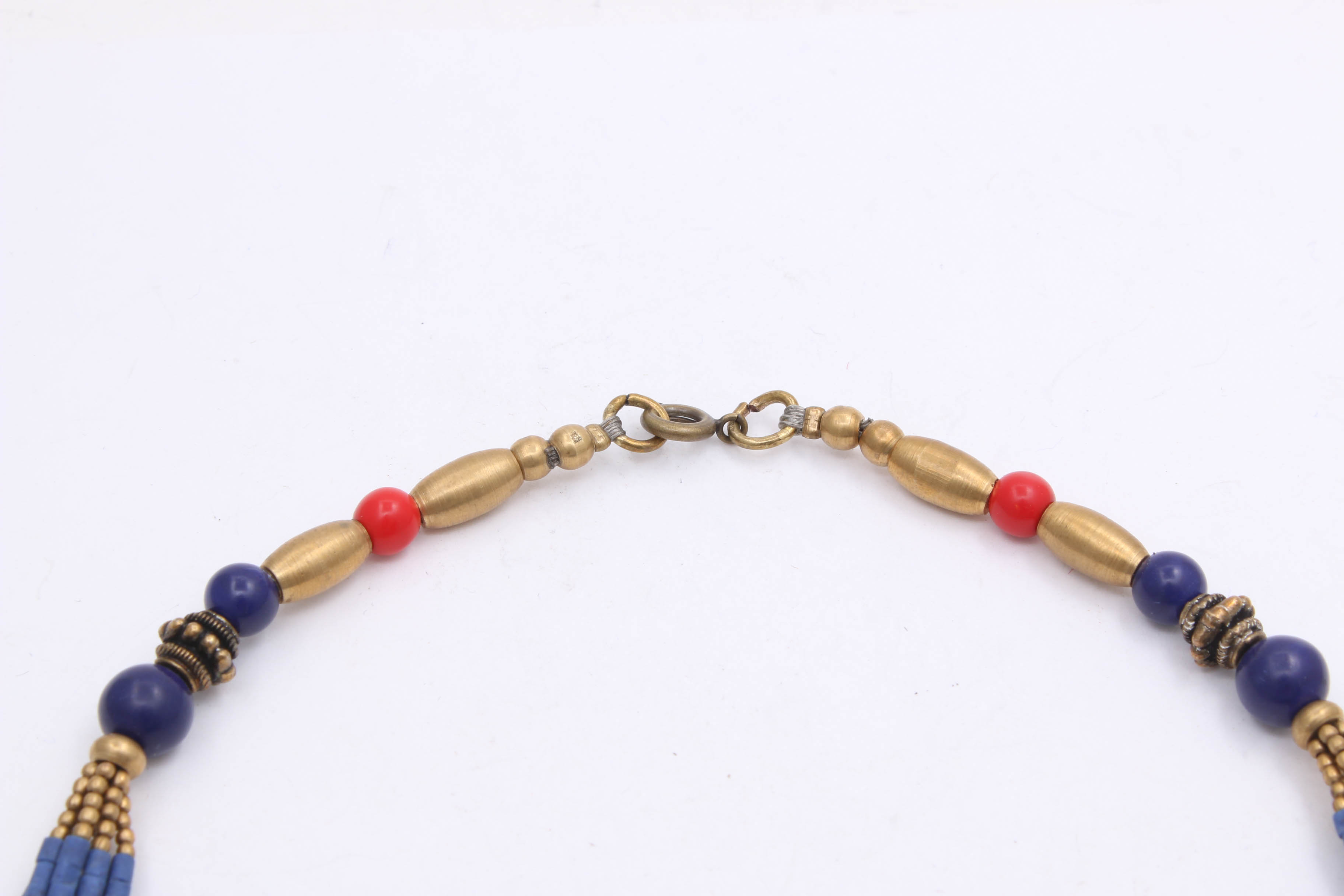 Vintage Gold Tone Turquoise Inlay Panel Necklace