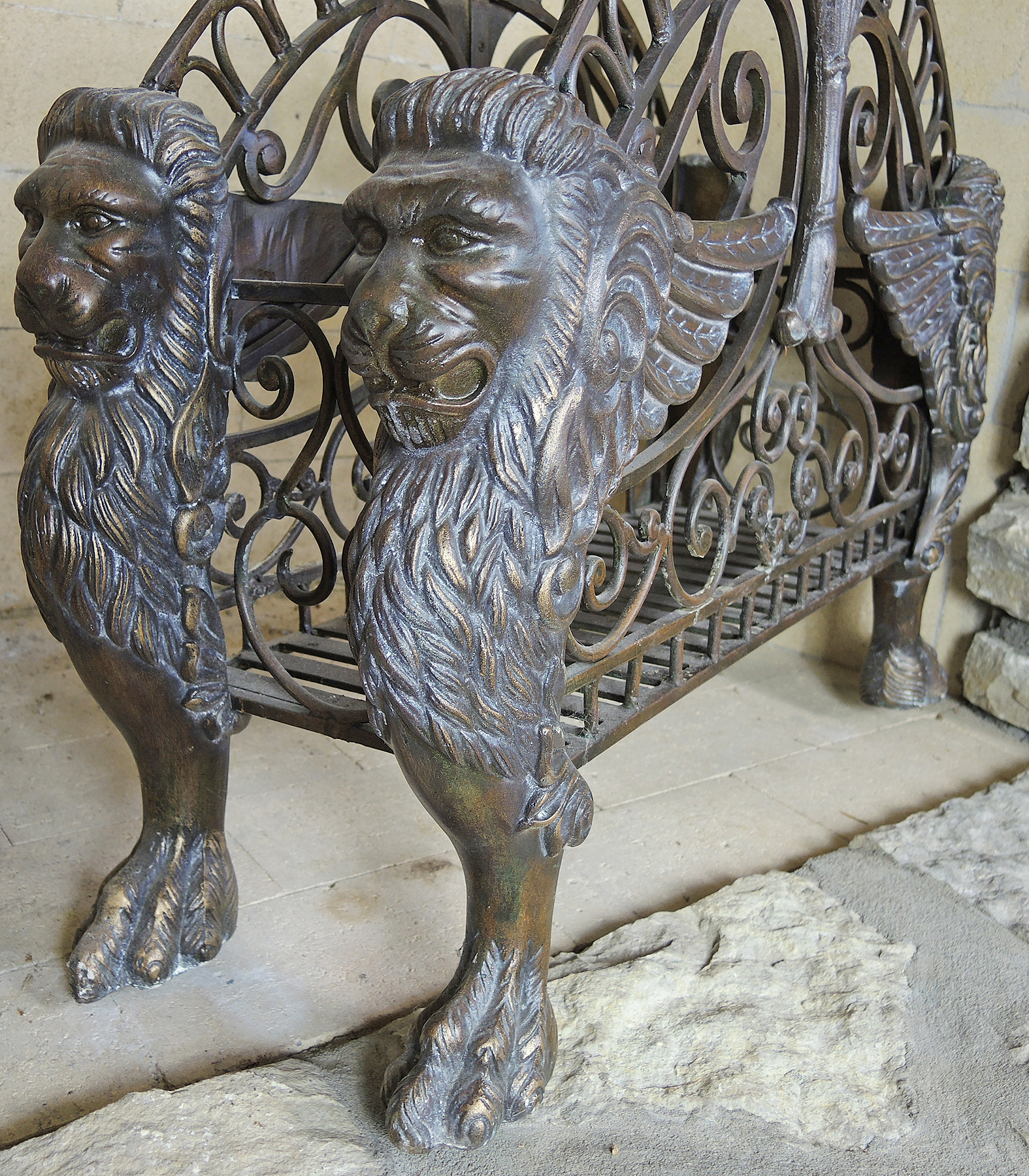 Art Deco Style Winged Lion Metal Magazine Rack