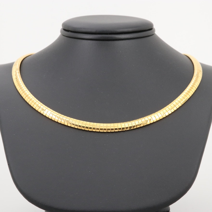 Gold Wash on Sterling Silver Omega Chain Necklace