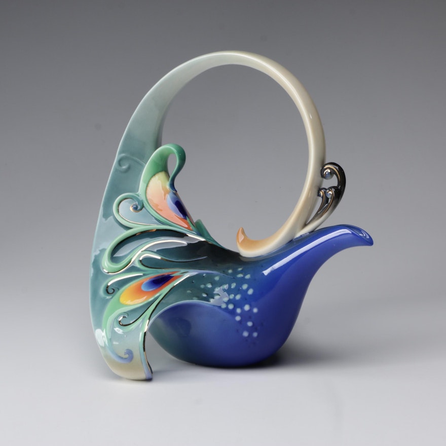 Franz Collection for Kathy Ireland "Peacock Splendor" Porcelain Teapot