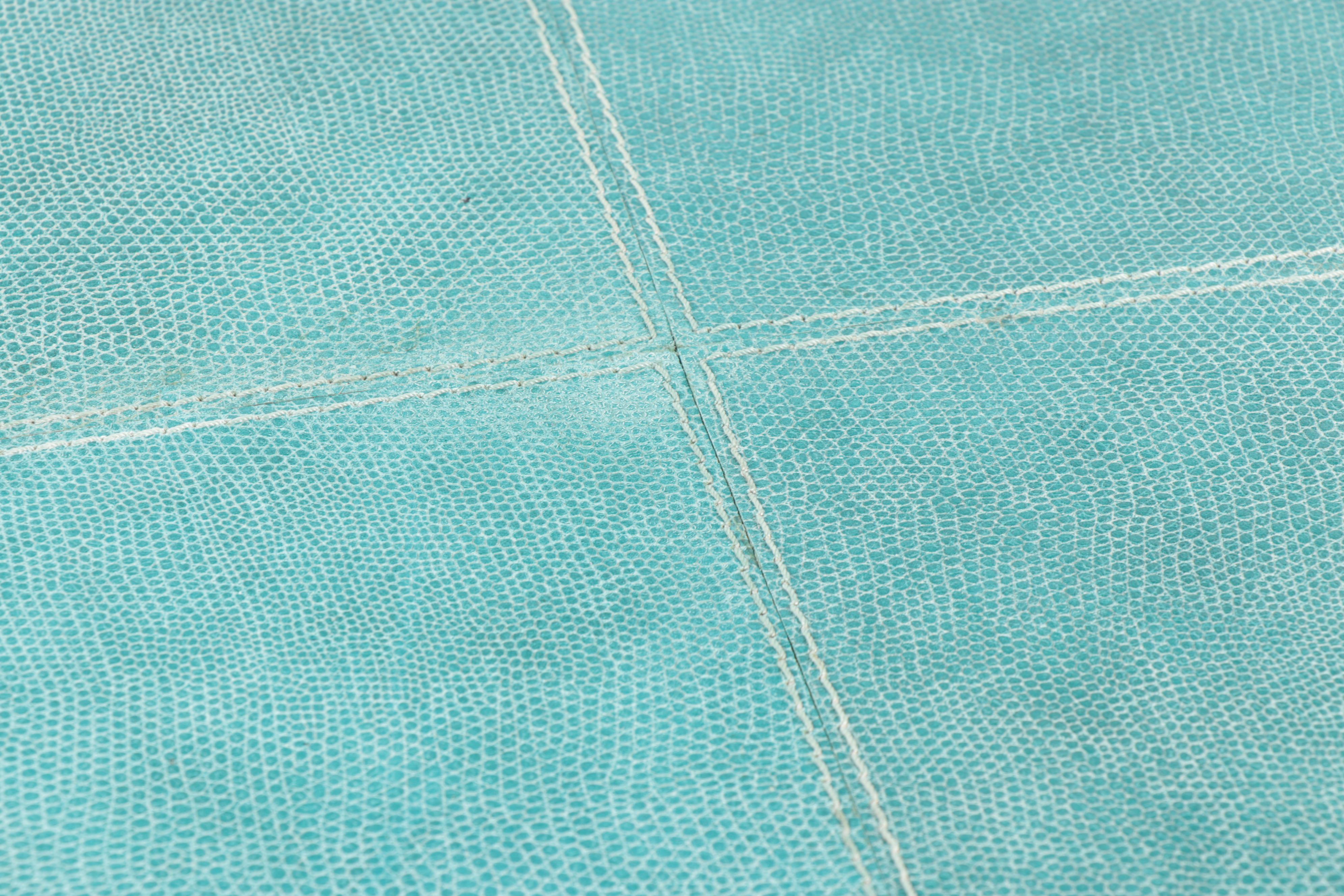 Aqua Blue Shagreen Leather Wrapped Large Serving Tray