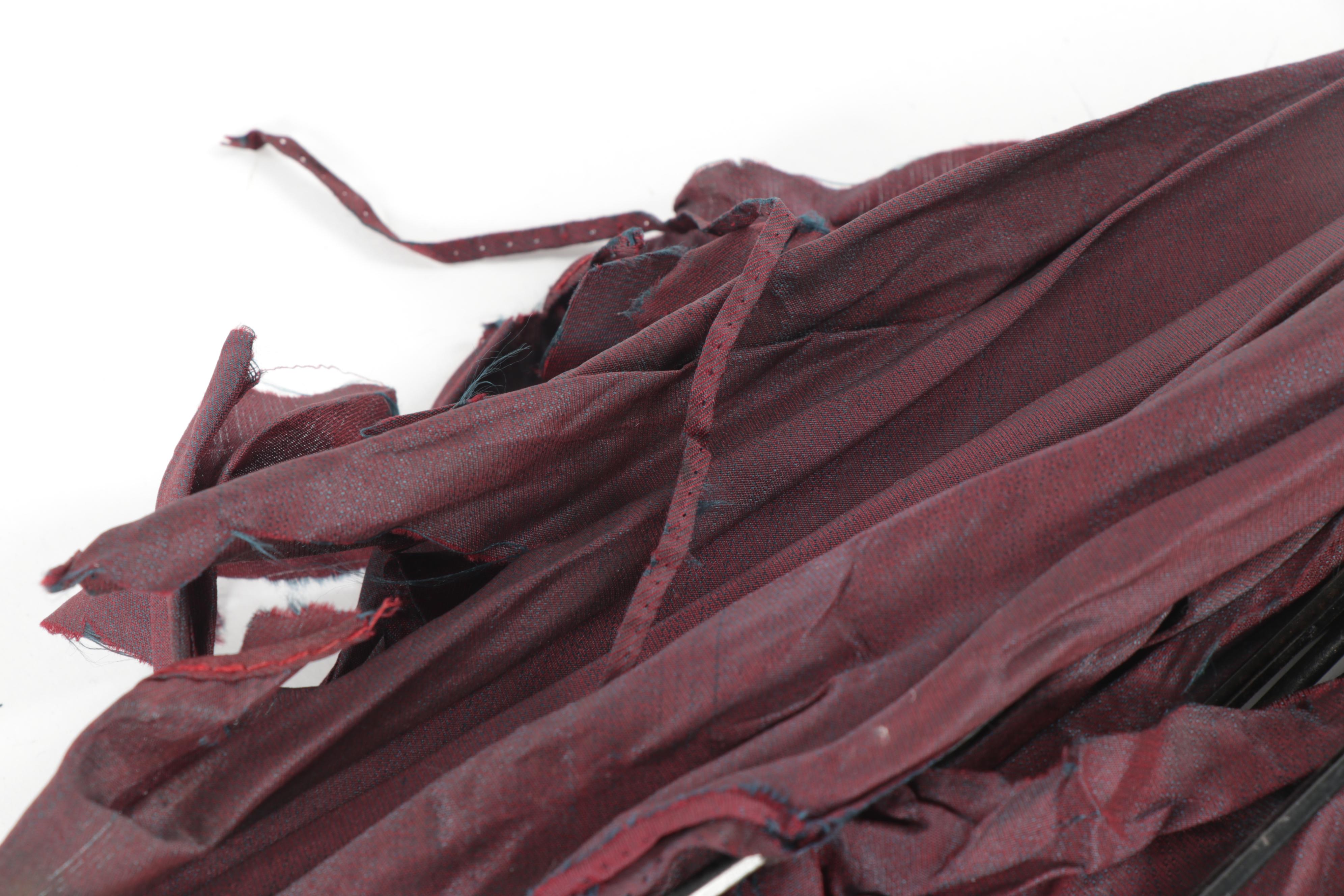 Silk Umbrella with Brass-Riveted Wooden Handle, Antique