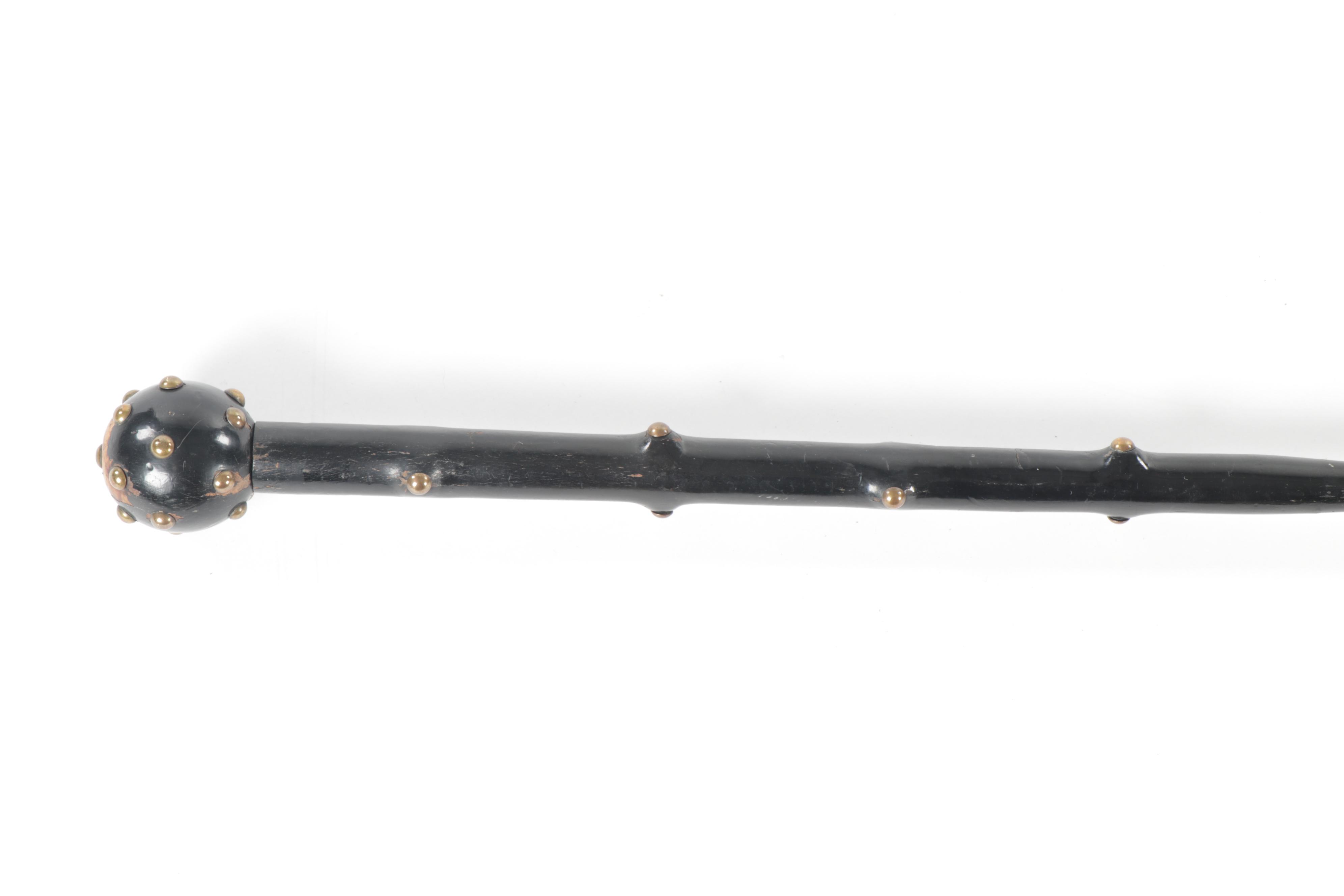 Silk Umbrella with Brass-Riveted Wooden Handle, Antique