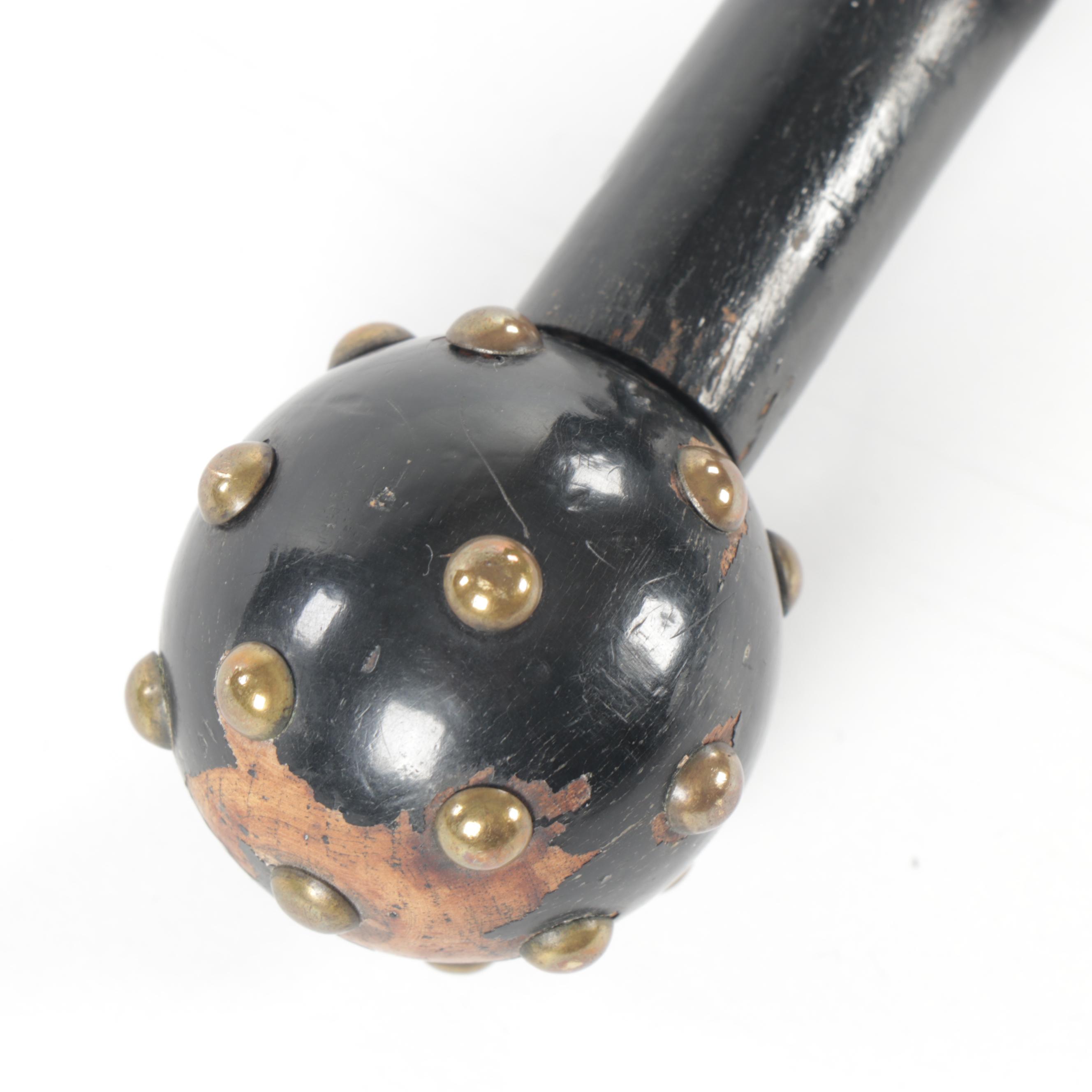 Silk Umbrella with Brass-Riveted Wooden Handle, Antique