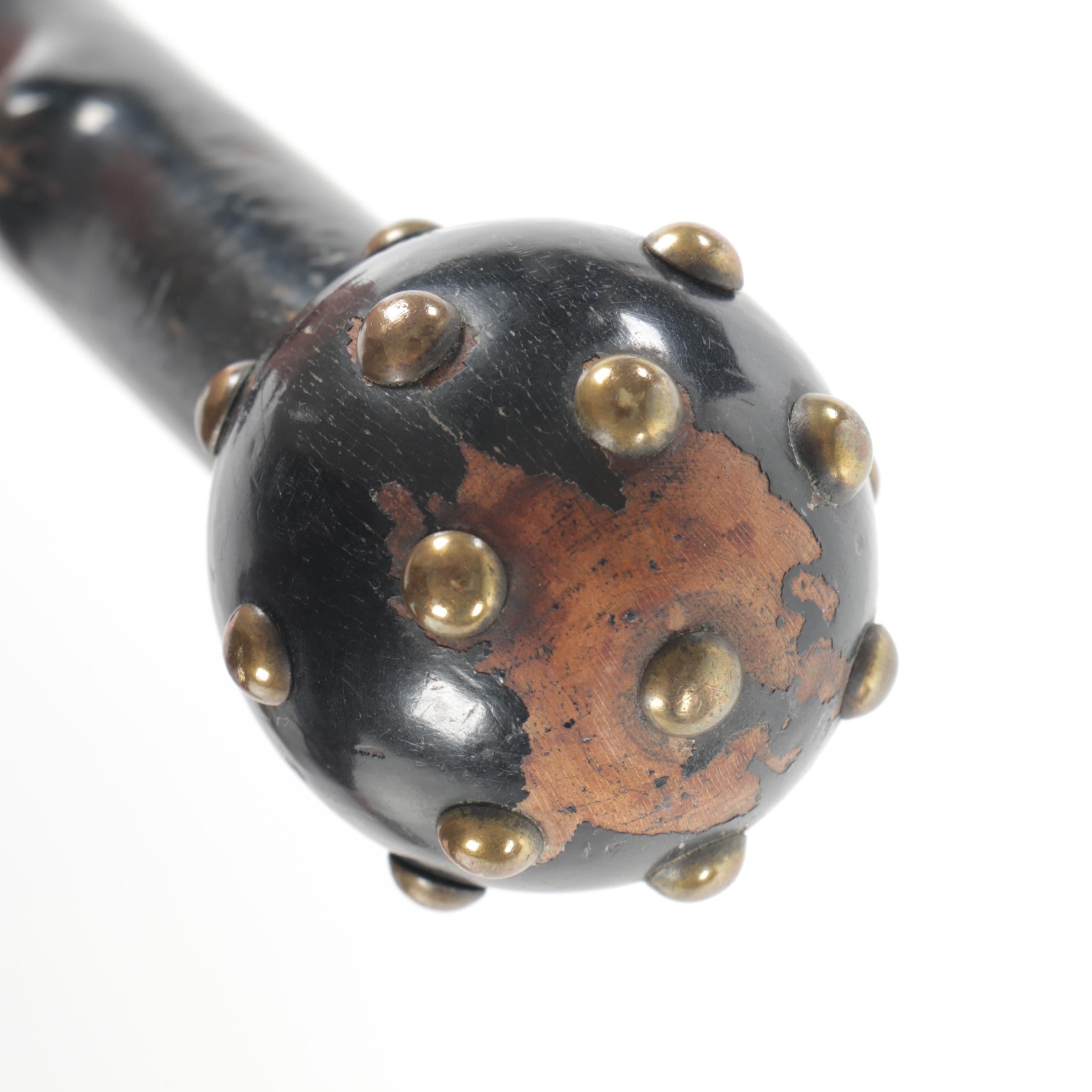 Silk Umbrella with Brass-Riveted Wooden Handle, Antique