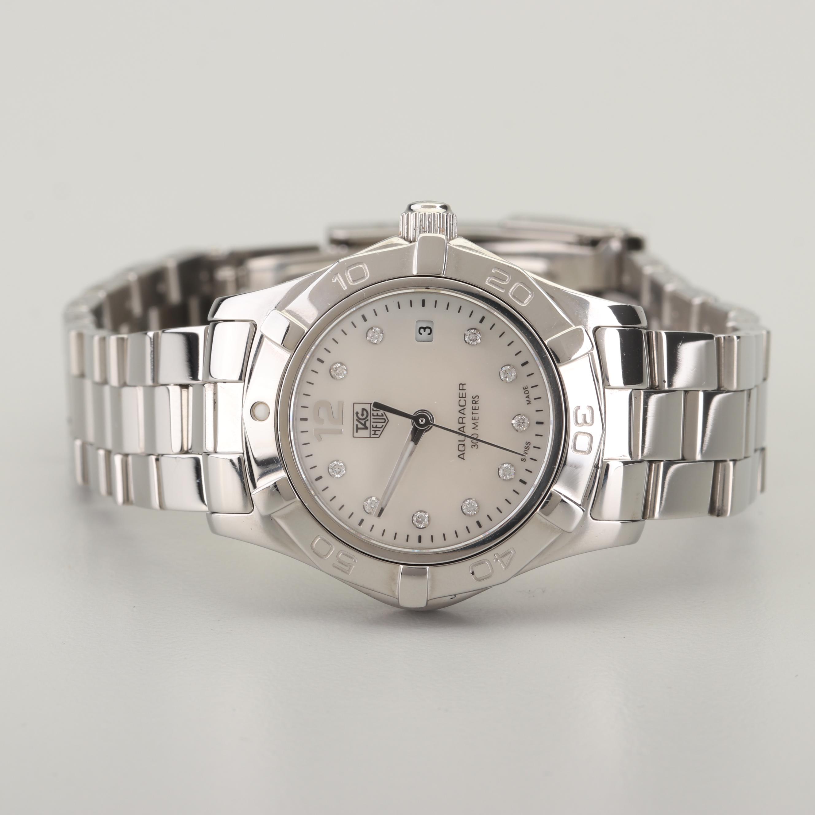 TAG Heuer Stainless Steel Watch with Diamond and Mother of Pearl Dial