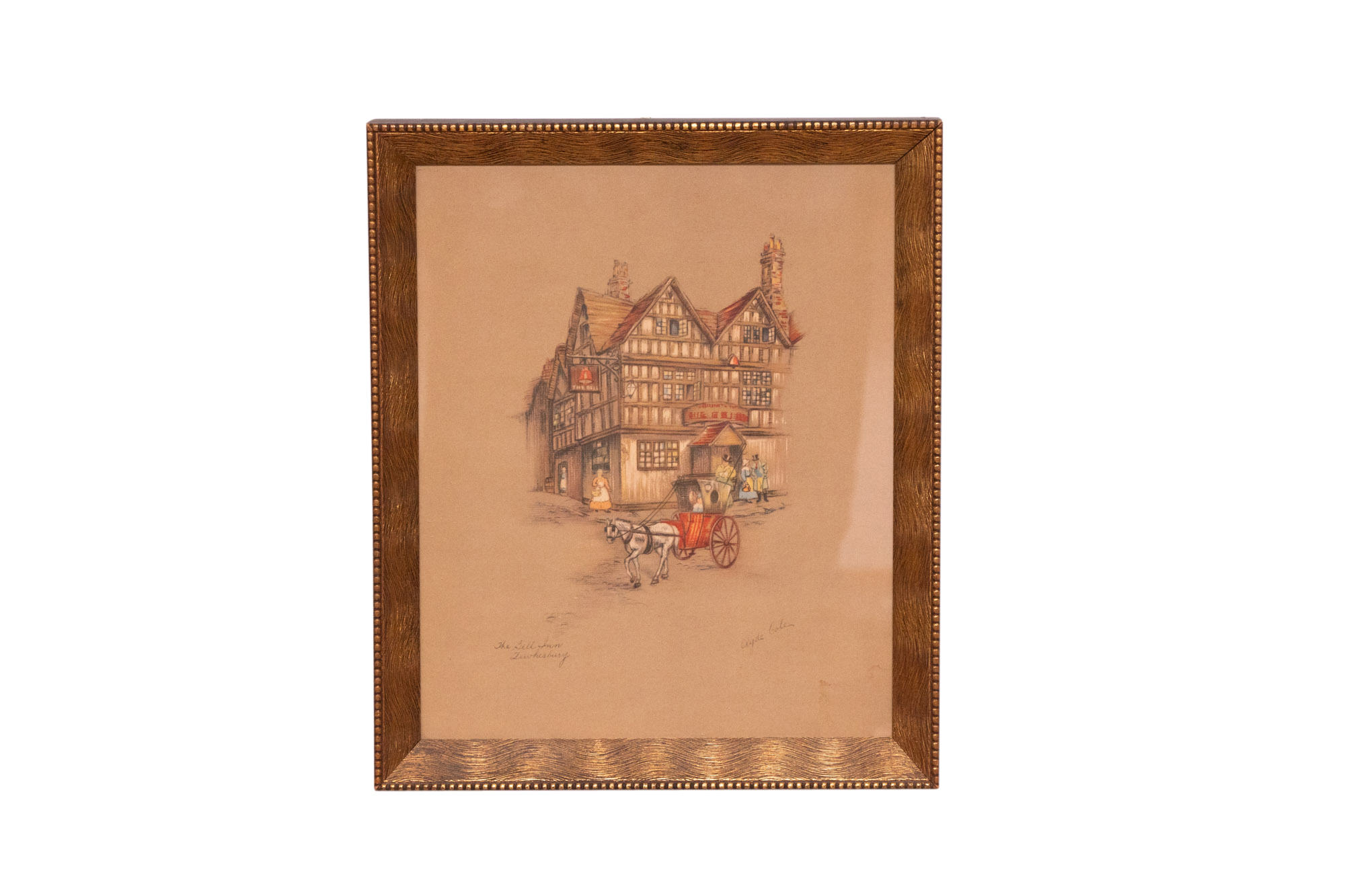 Clyde Gale Offset Lithograph "The Bell Inn Tewhisbury"