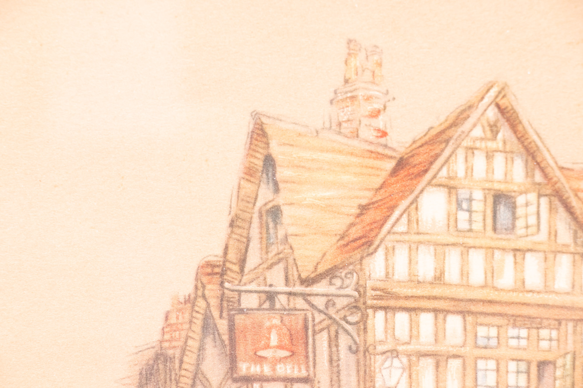 Clyde Gale Offset Lithograph "The Bell Inn Tewhisbury"