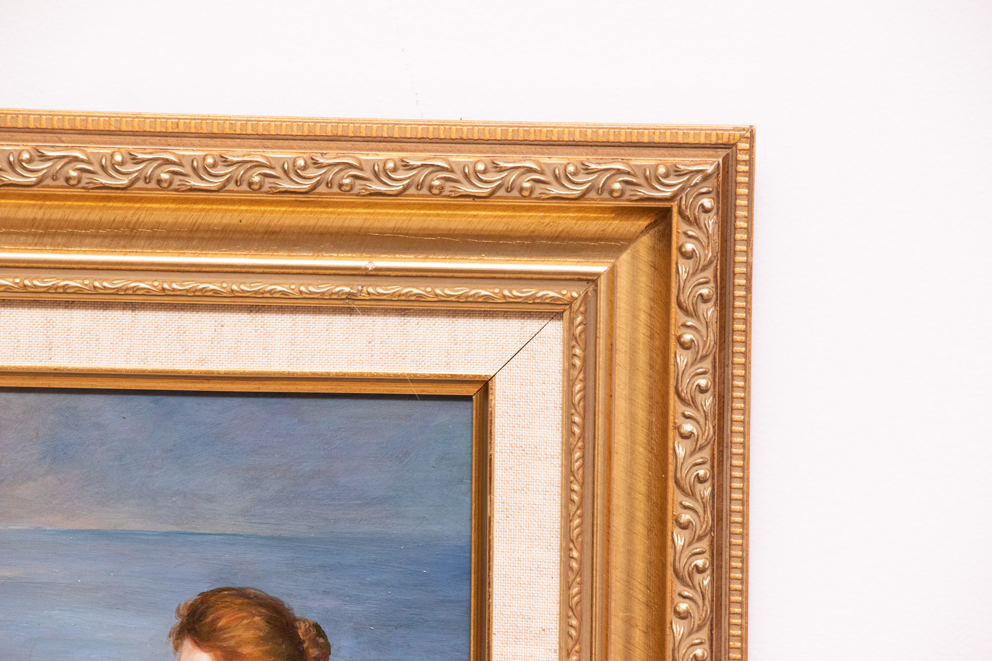 Eleon Oil Painting of Women and Dog at Beach