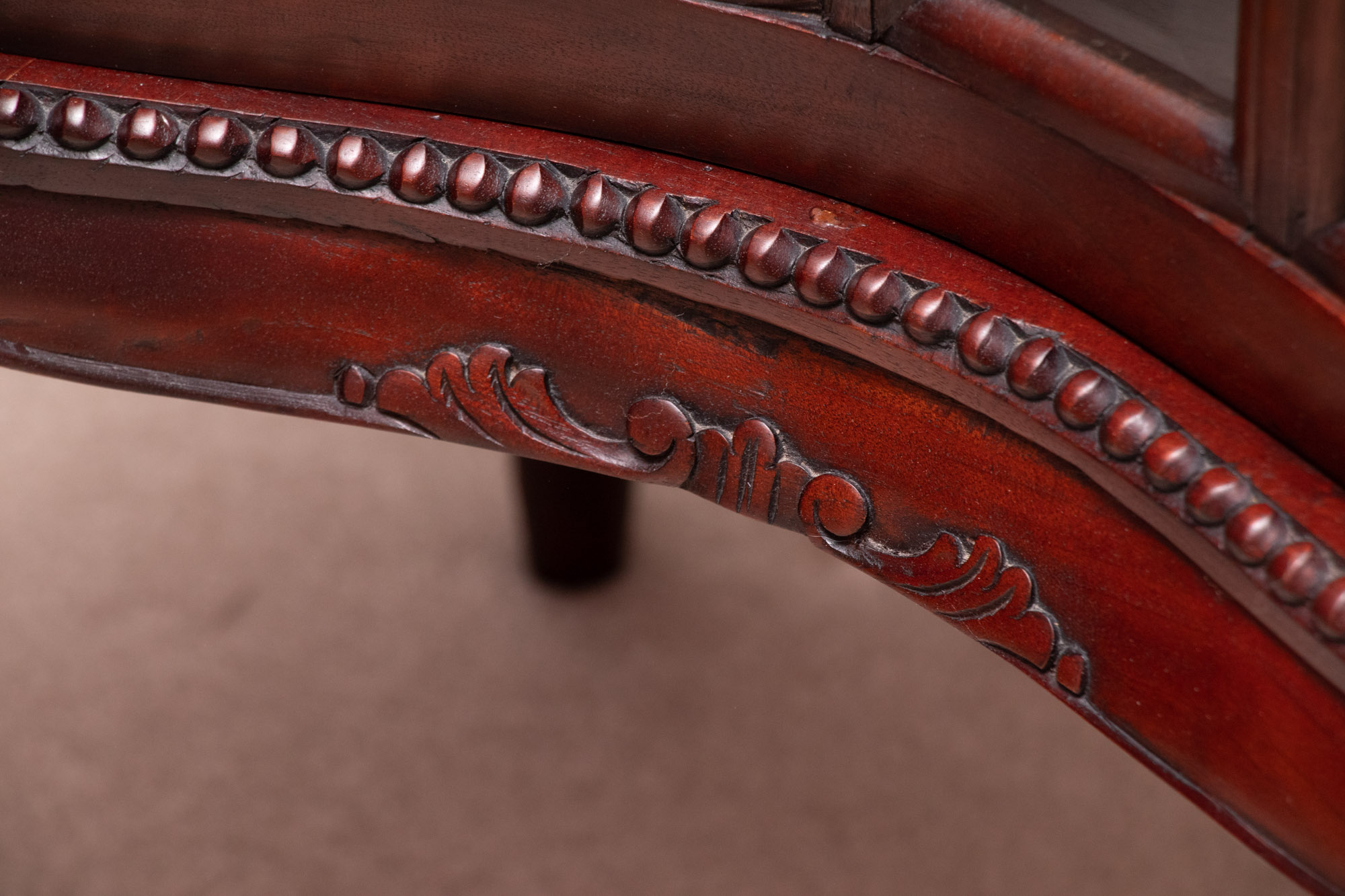 Vintage Kidney Shaped Wood and Glass Display Cabinet