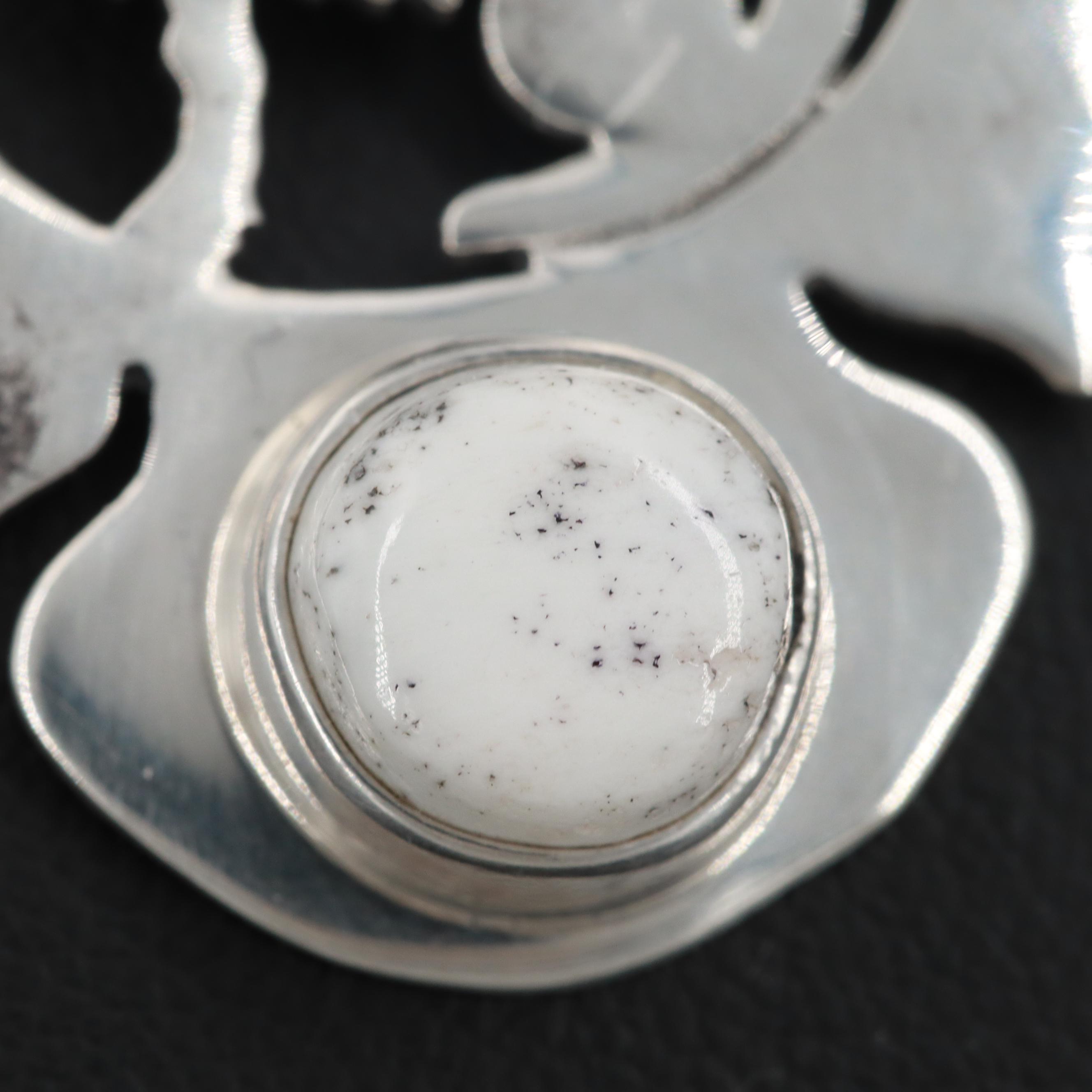 Frederick Chavez Navajo Diné Sterling Silver Howlite Pendant Necklace