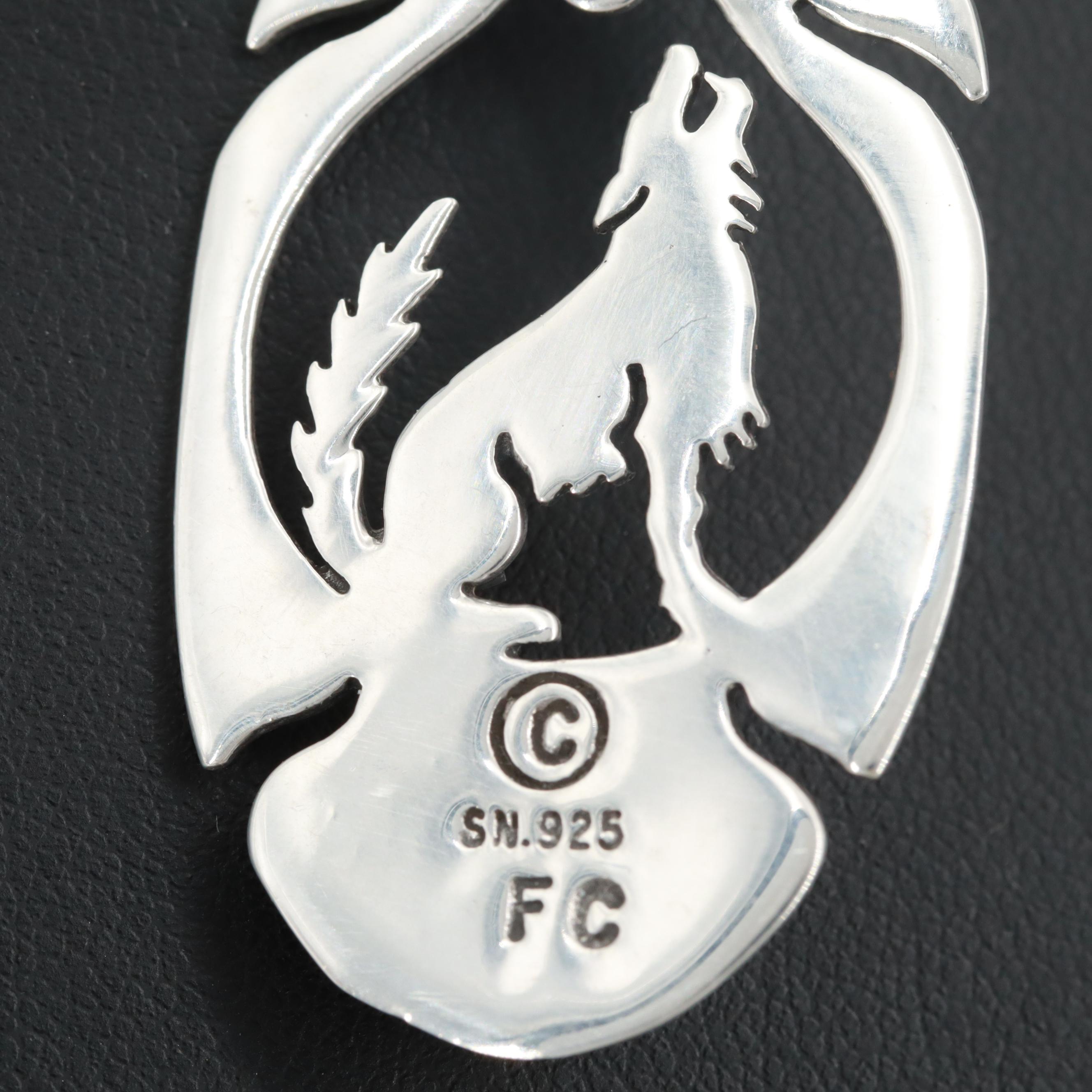 Frederick Chavez Navajo Diné Sterling Silver Howlite Pendant Necklace